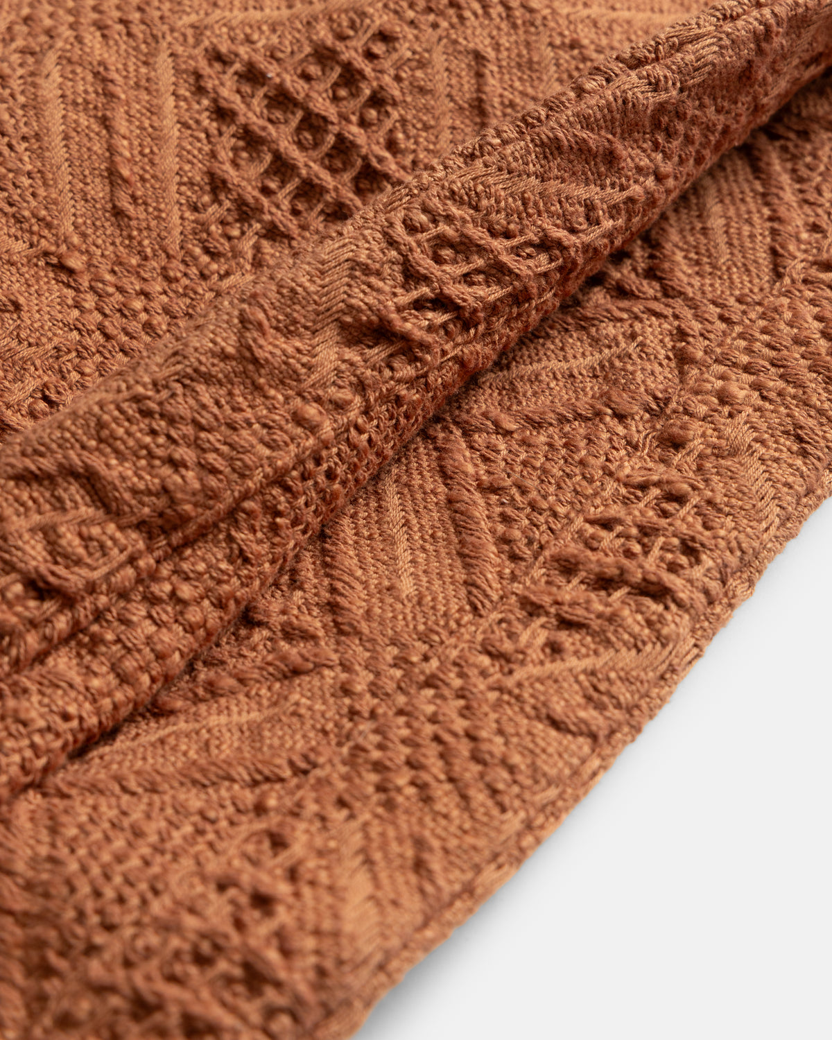 THROW BLANKET - RUSSET BROWN HANDLOOM COTTON BLANKETING