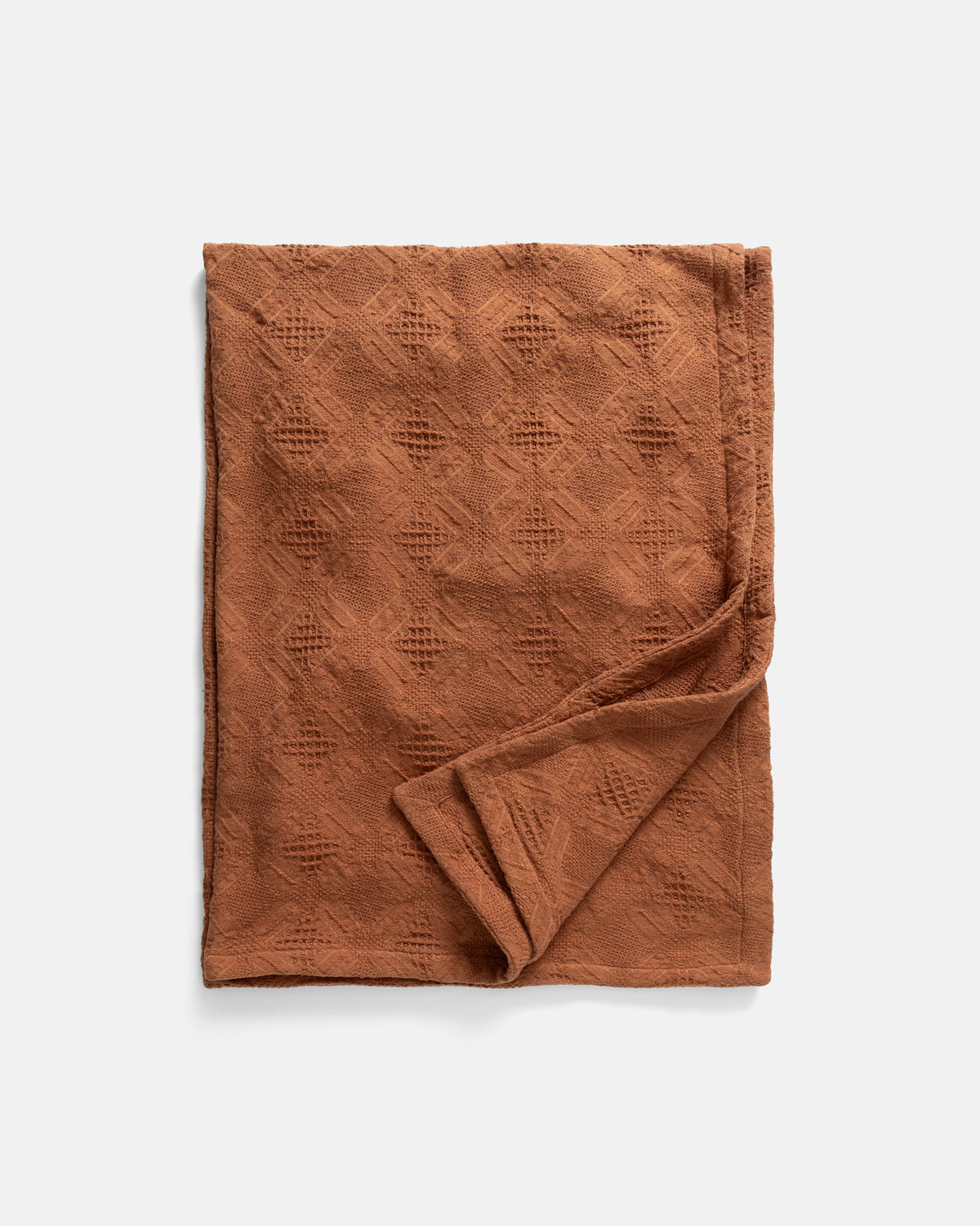 THROW BLANKET - RUSSET BROWN HANDLOOM COTTON BLANKETING