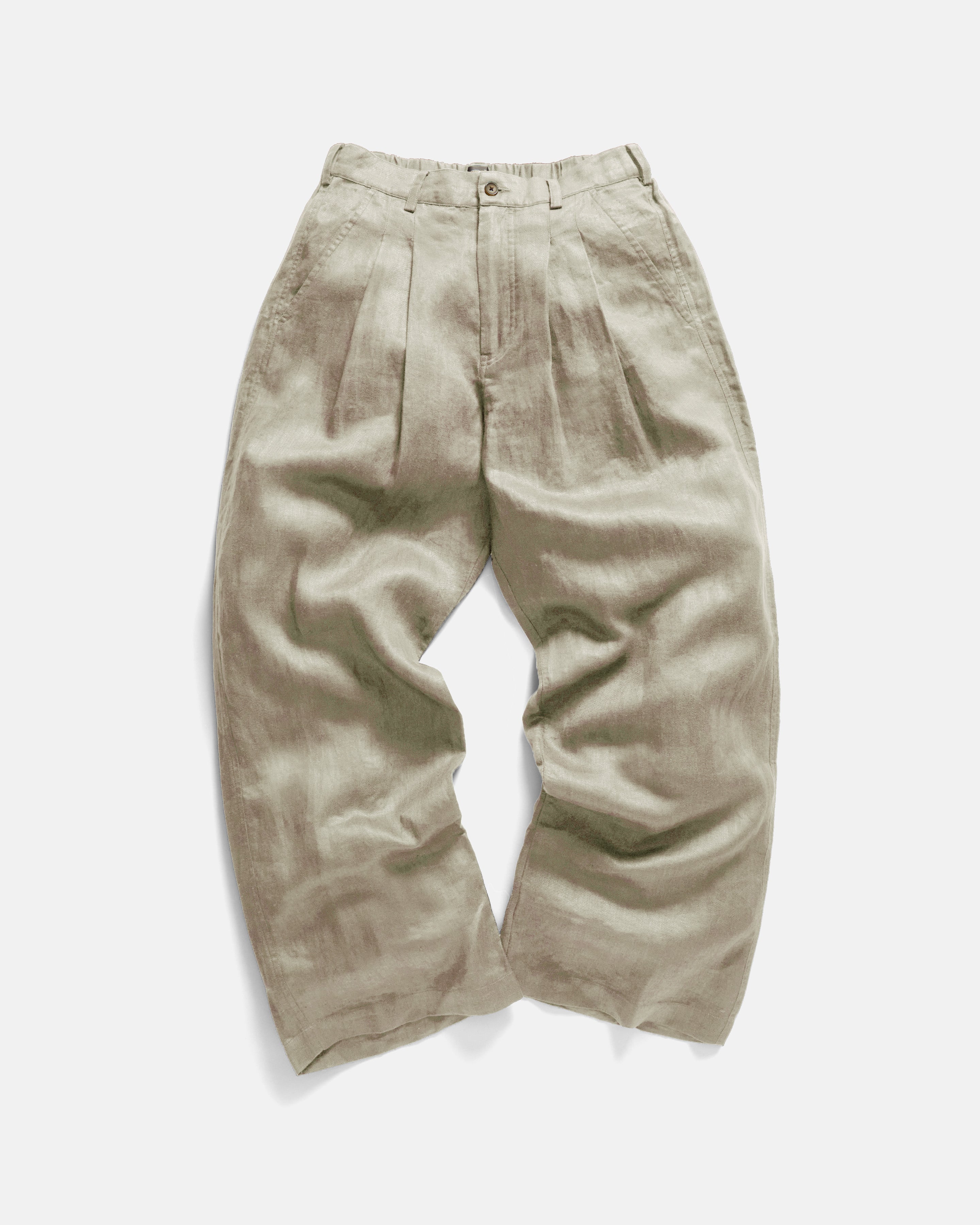 TINO DOUBLE PLEATED WIDE EASY PANT - DUNE LINEN TWILL