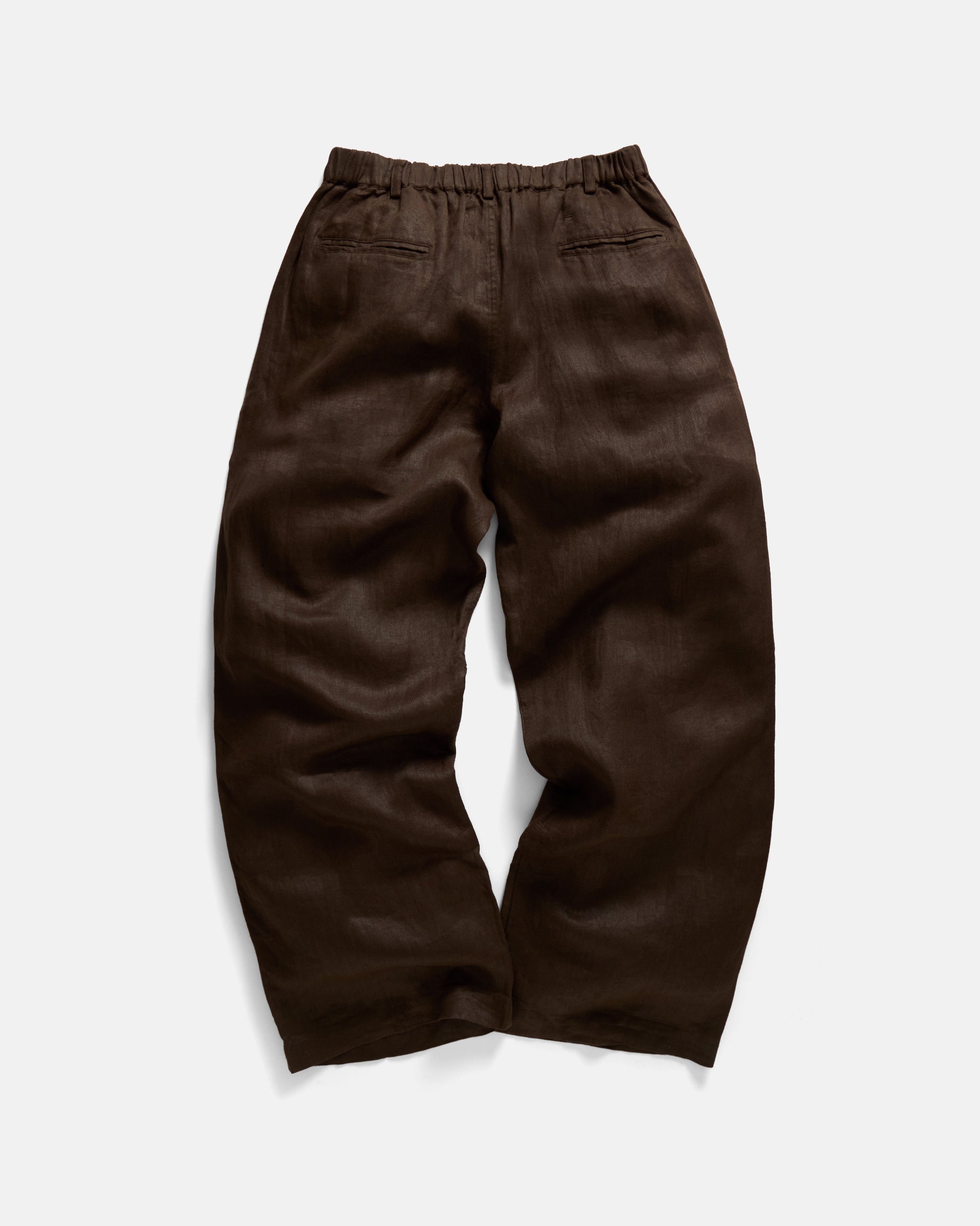 TINO DOUBLE PLEATED WIDE EASY PANT - CACAO LINEN TWILL