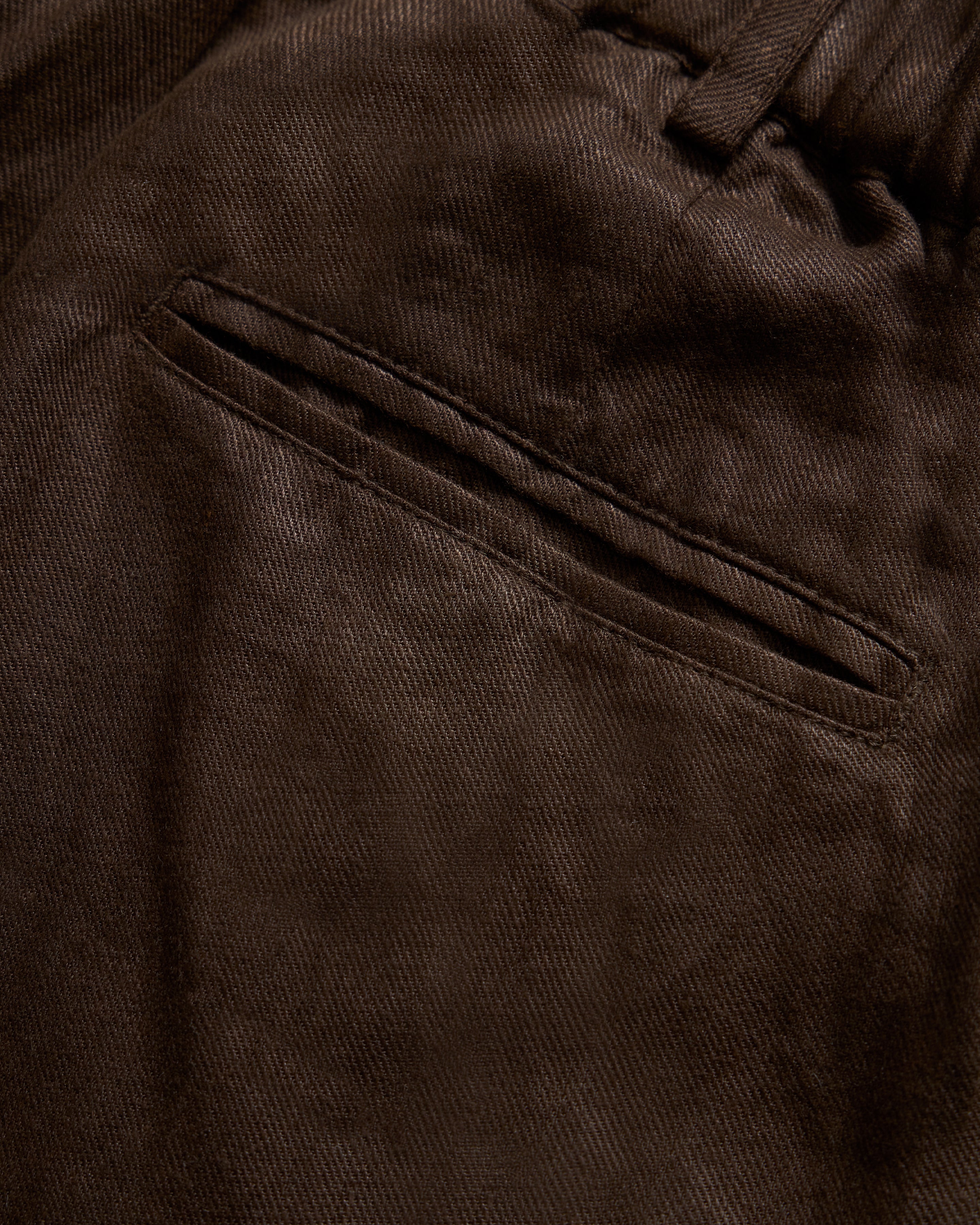 TINO DOUBLE PLEATED WIDE EASY PANT - CACAO LINEN TWILL