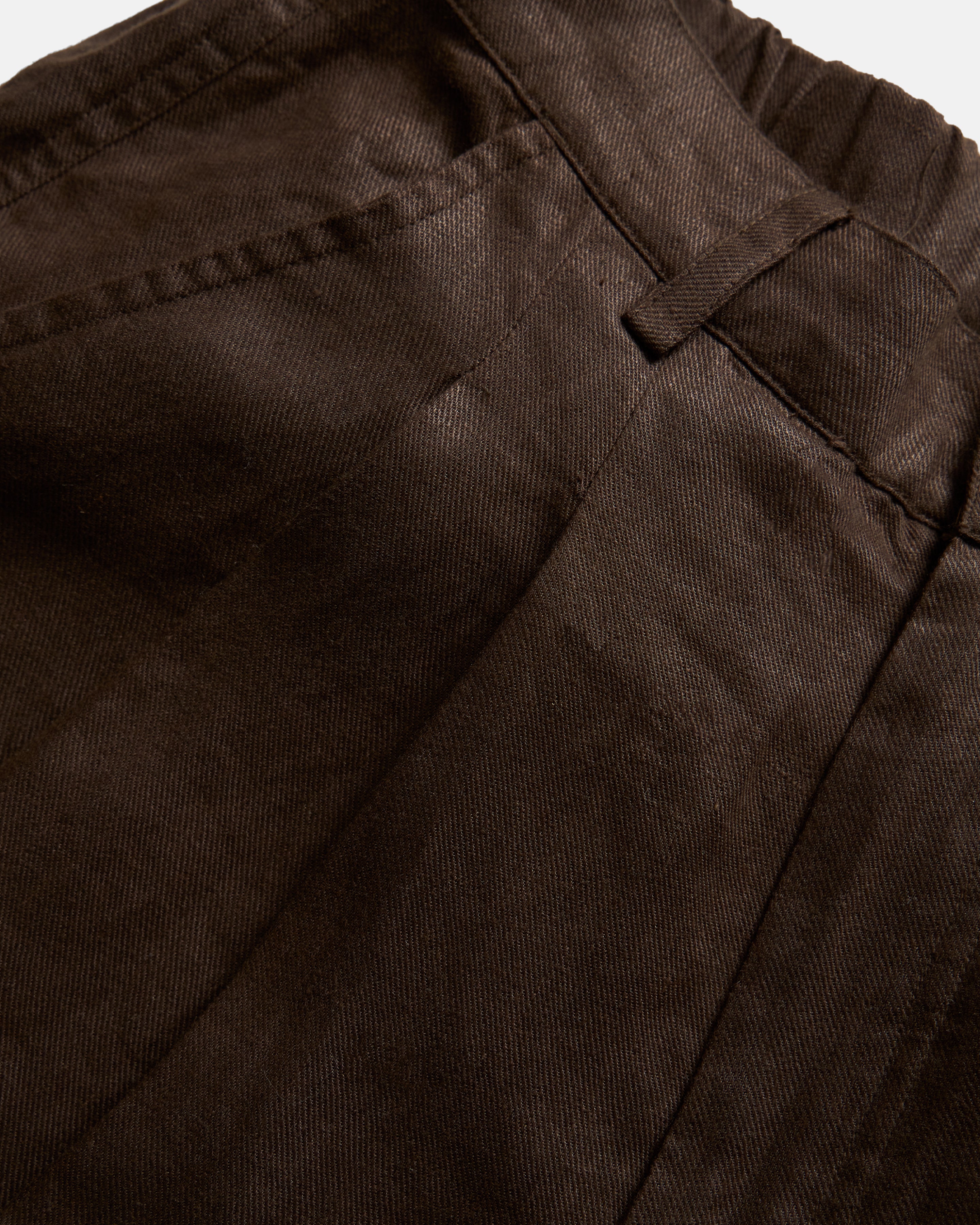 TINO DOUBLE PLEATED WIDE EASY PANT - CACAO LINEN TWILL