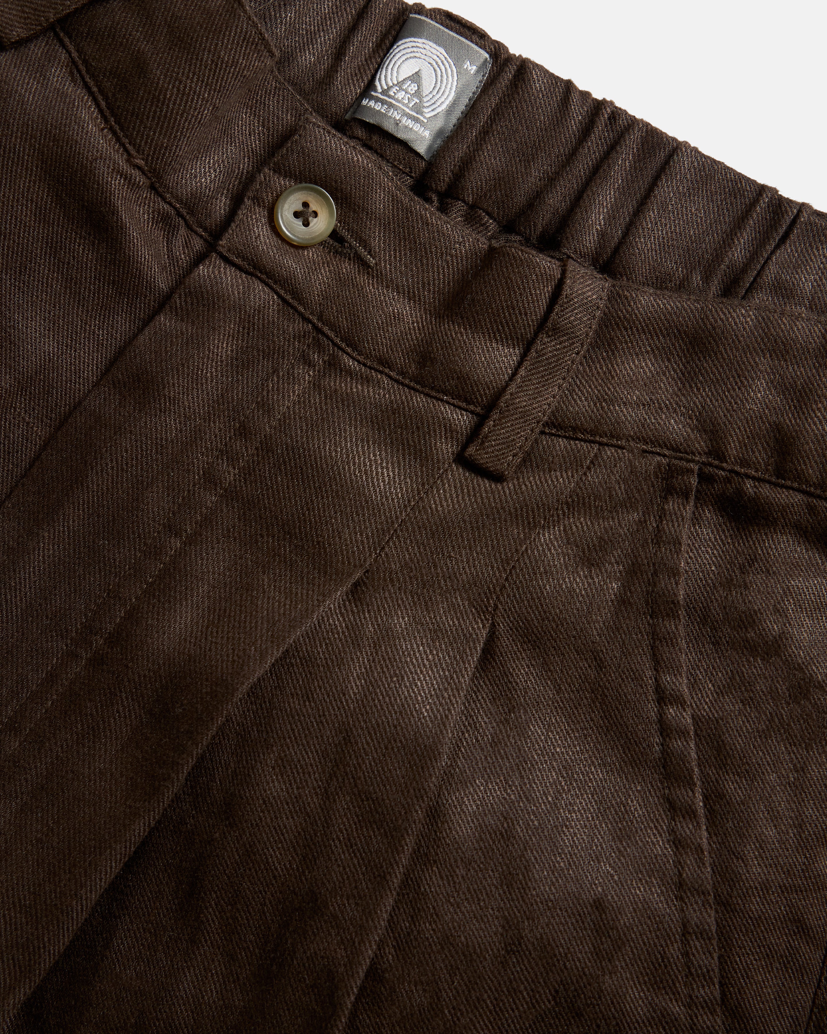 TINO DOUBLE PLEATED WIDE EASY PANT - CACAO LINEN TWILL