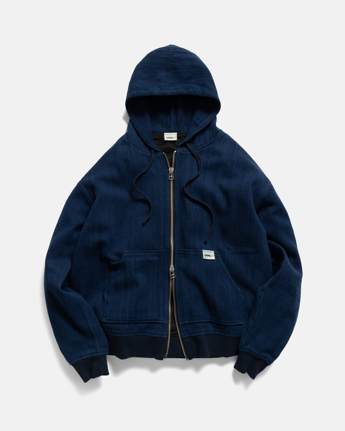 TOLMIE HOODED WORK JACKET - NATURAL INDIGO DYED HANDWOVEN COTTON DENIM TWILL