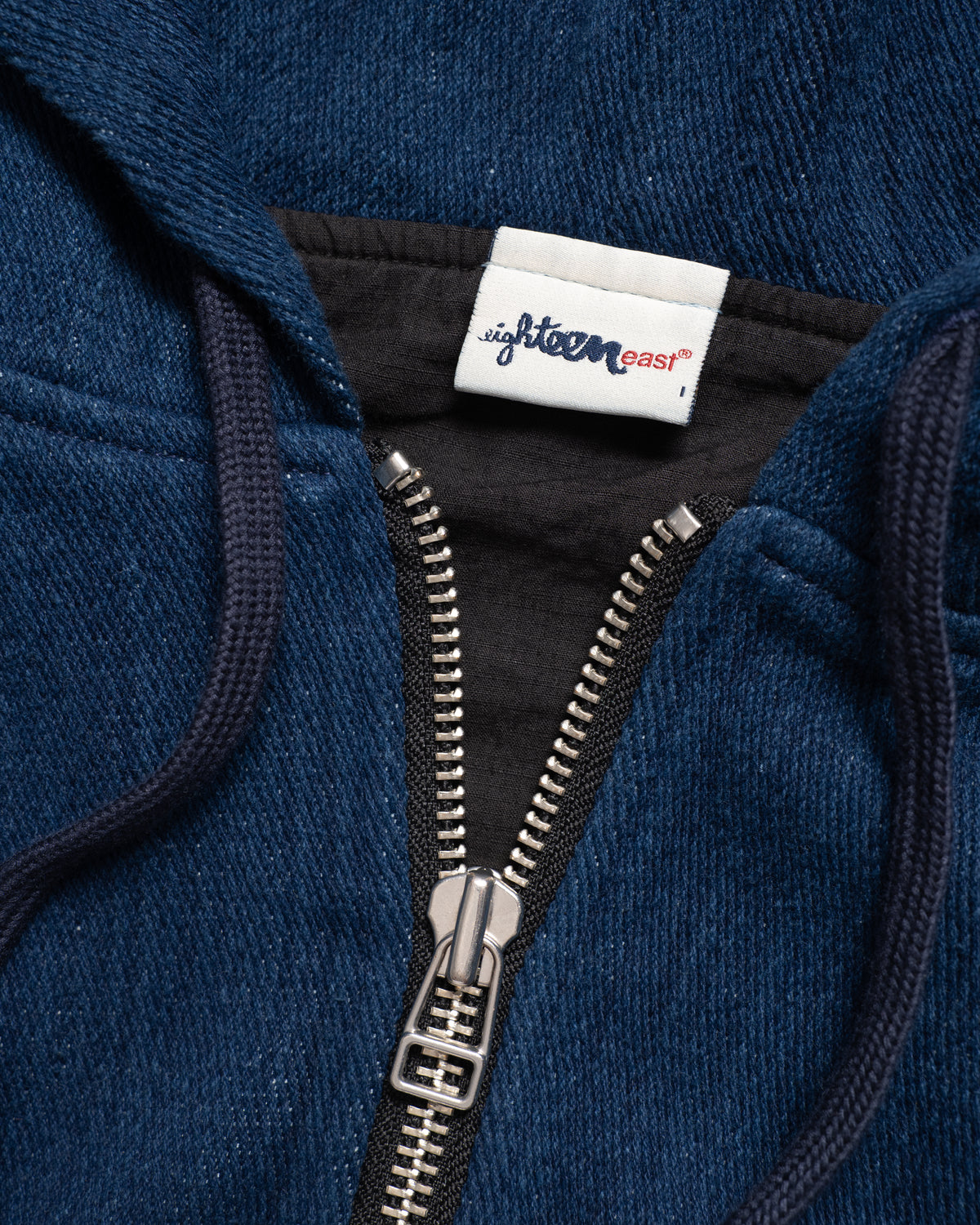 TOLMIE HOODED WORK JACKET - NATURAL INDIGO DYED HANDWOVEN COTTON DENIM TWILL