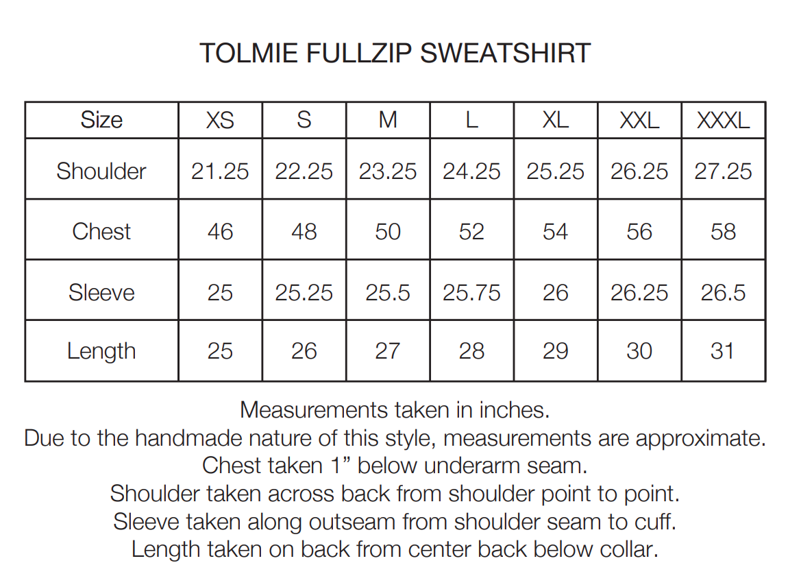 TOLMIE FULLZIP SWEATSHIRT - CARAMEL DYED 19oz. ALL COTTON FLEECE WITH EARTH PAISLEY PRINTED LOOPBACK TERRY BACK