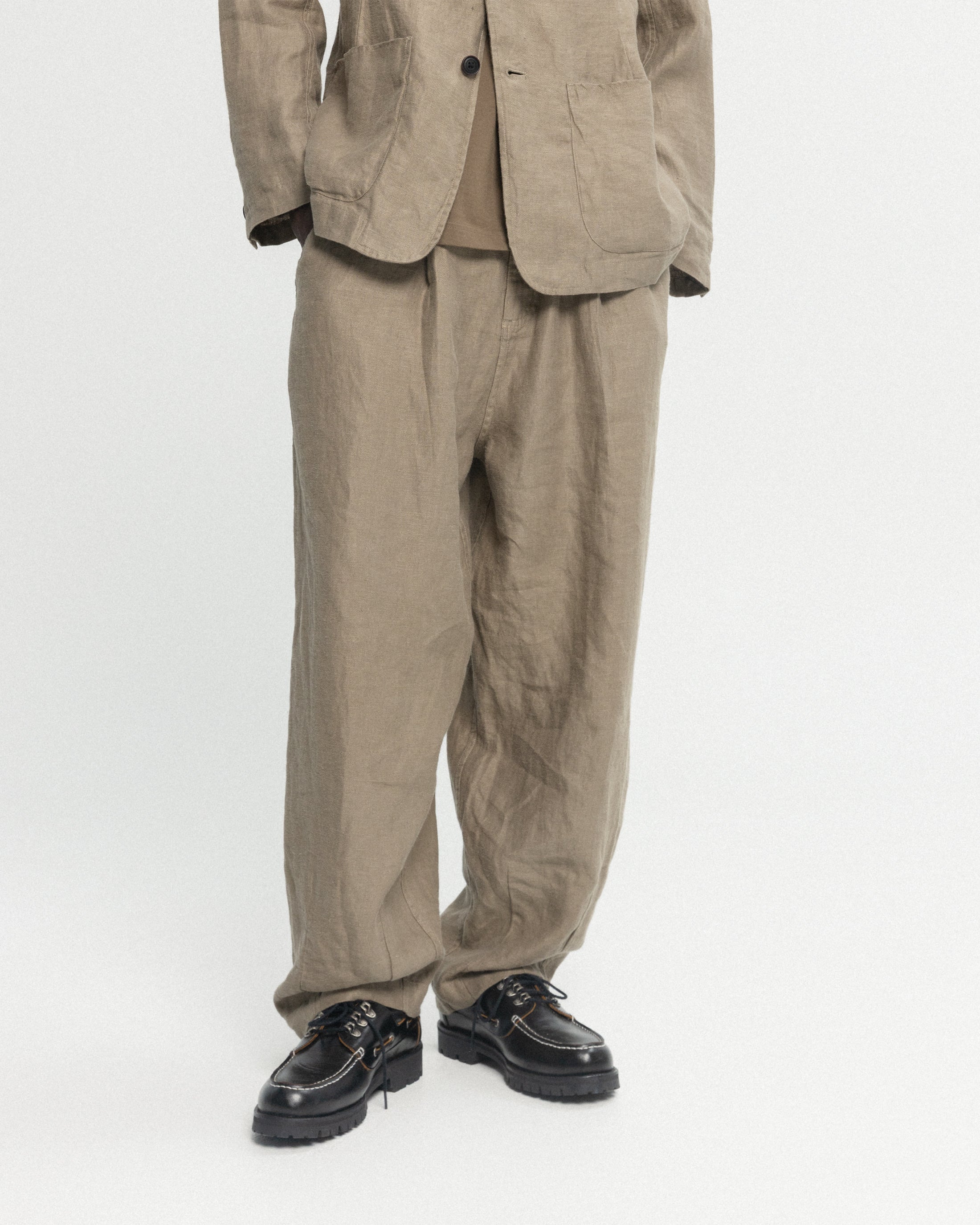 KELL PLEATED BIG PANT - FALLEN ROCK LINEN TWILL