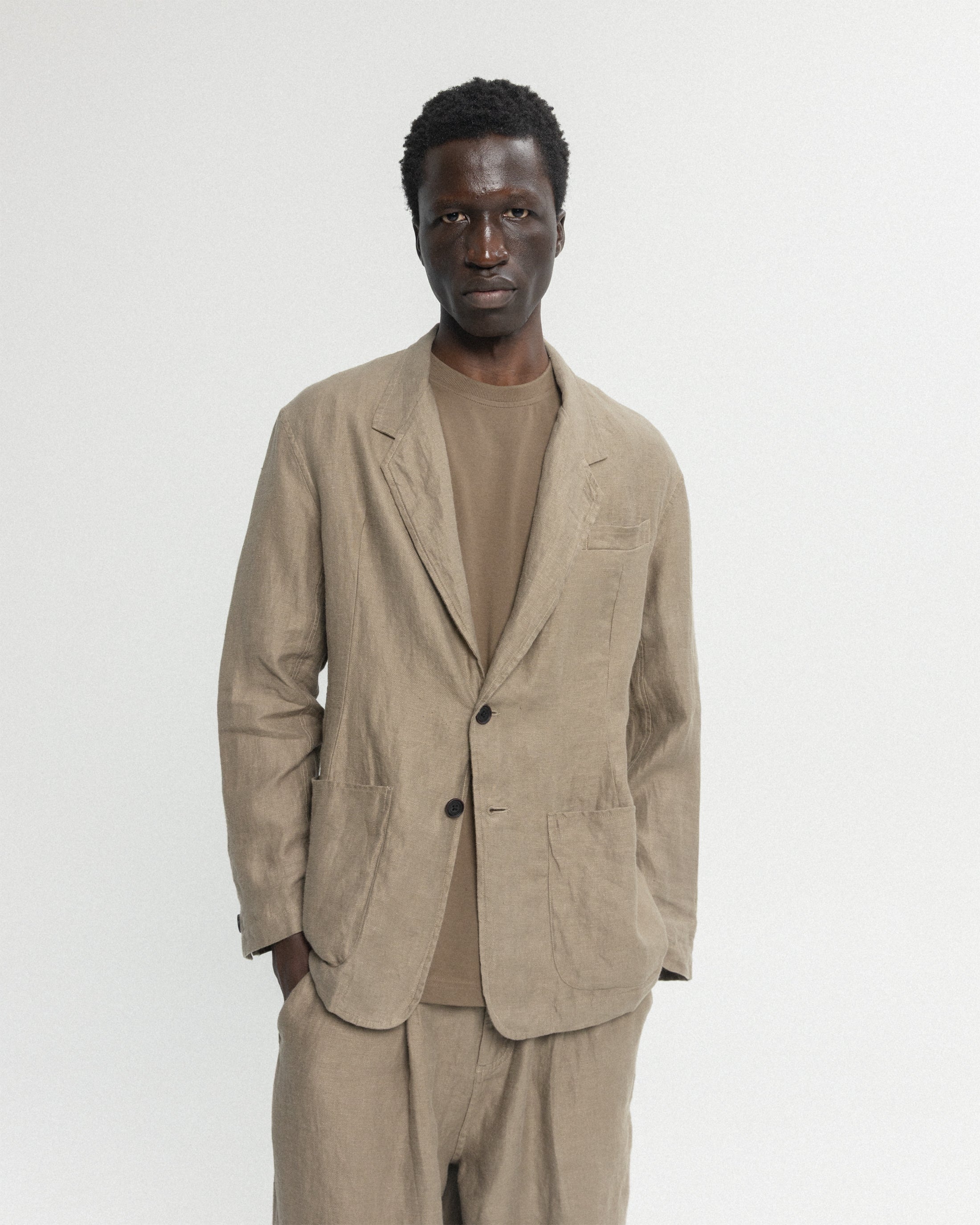 BRERA SINGLE BREASTED BLAZER - FALLEN ROCK LINEN TWILL