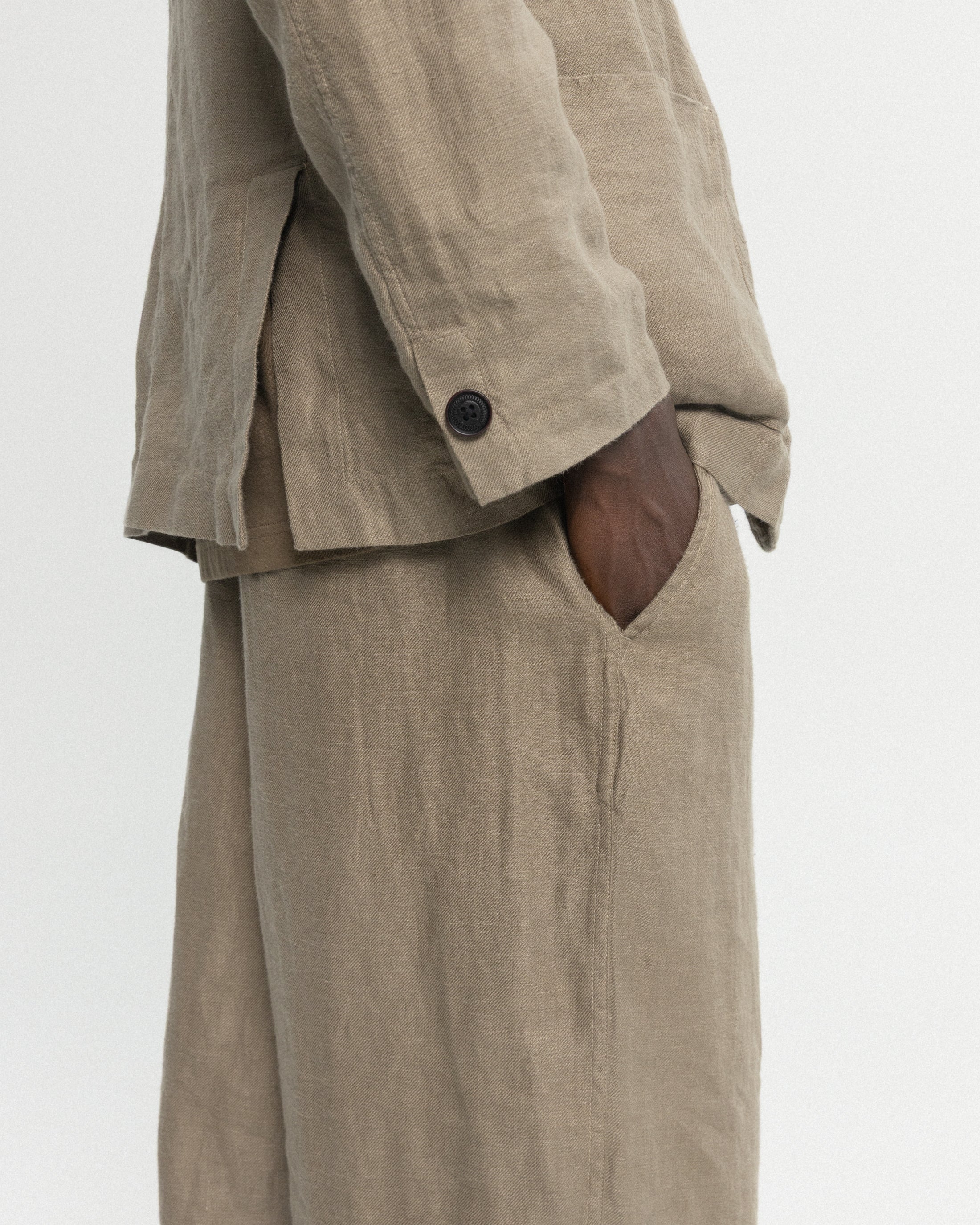 KELL PLEATED BIG PANT - FALLEN ROCK LINEN TWILL