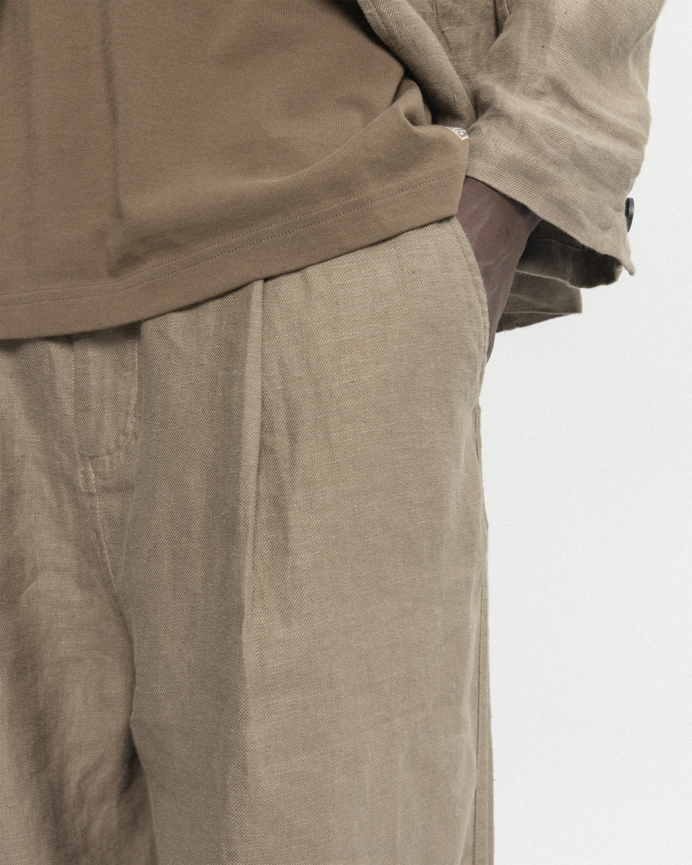KELL PLEATED BIG PANT - FALLEN ROCK LINEN TWILL