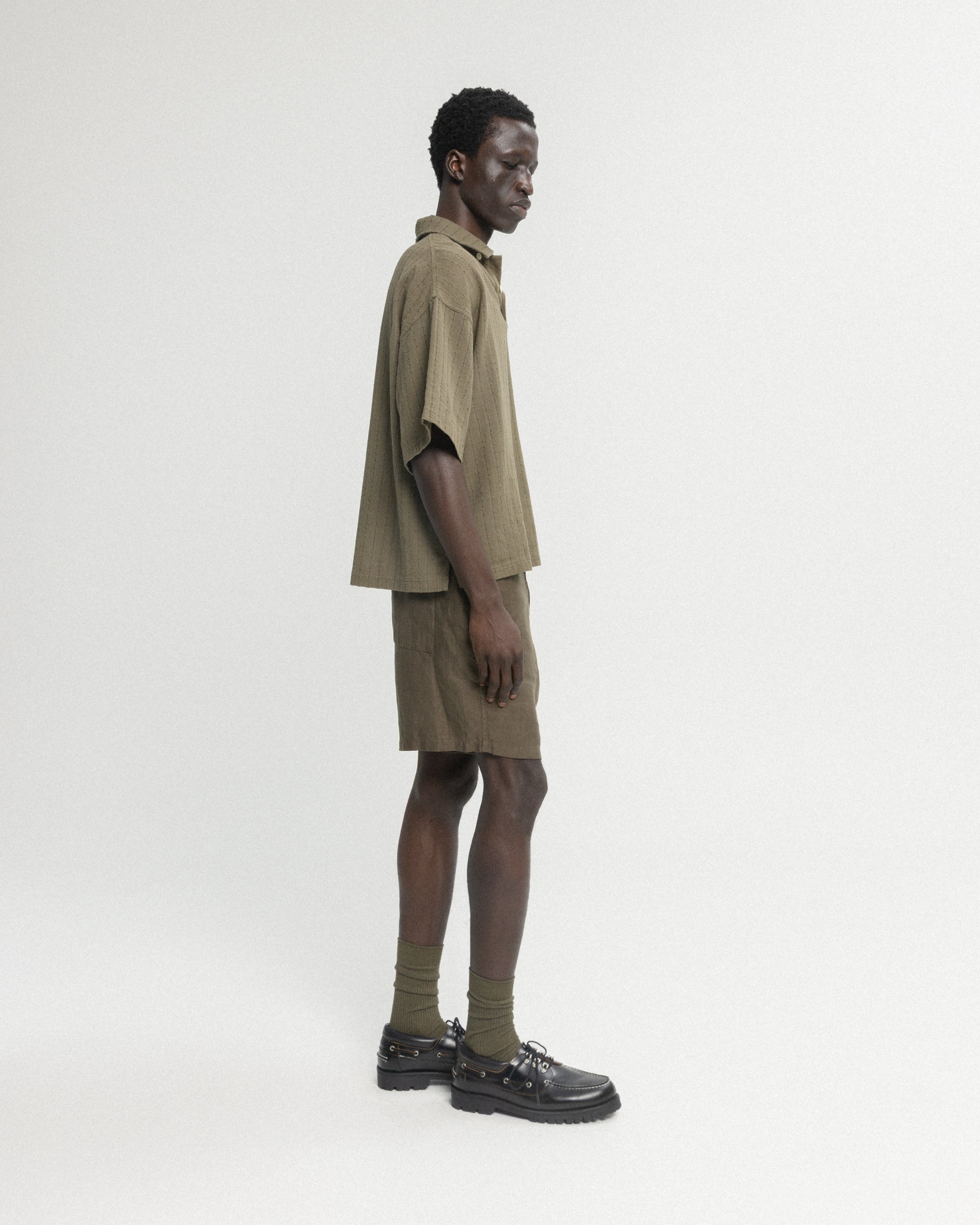 PETER SS POLO - COYOTE HANDWOVEN COTTON MESH