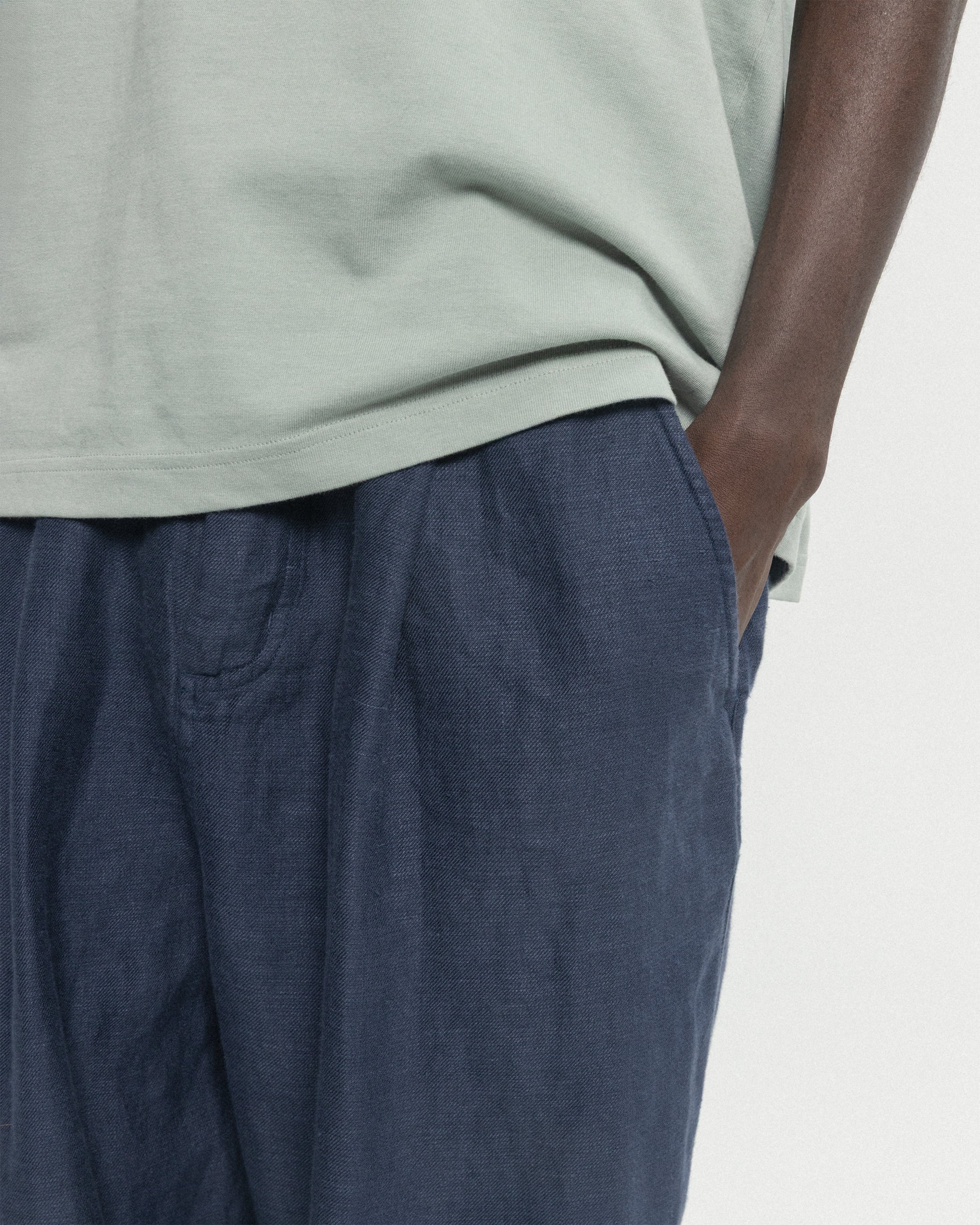 KELL PLEATED BIG PANT - NAVY LINEN TWILL