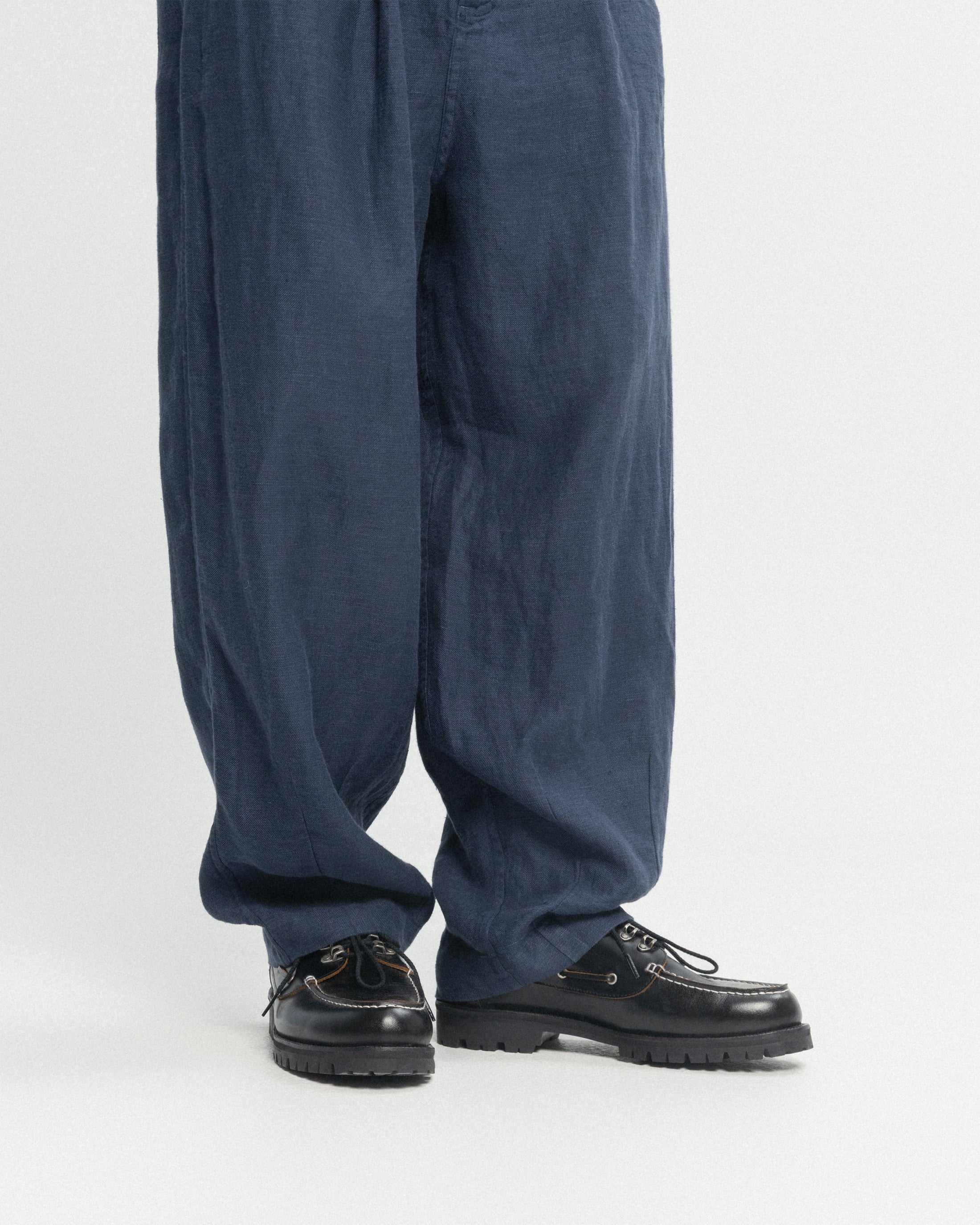 KELL PLEATED BIG PANT - NAVY LINEN TWILL