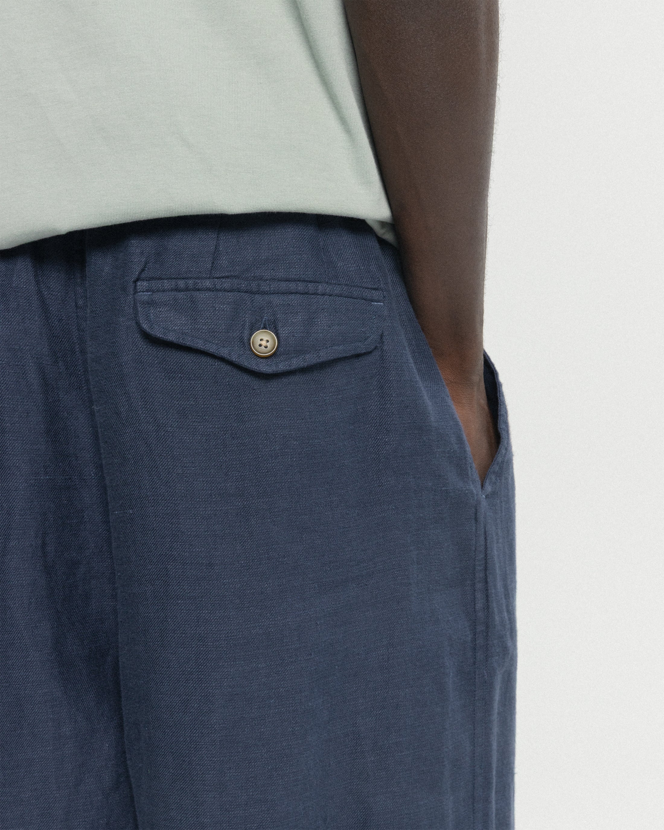 KELL PLEATED BIG PANT - NAVY LINEN TWILL