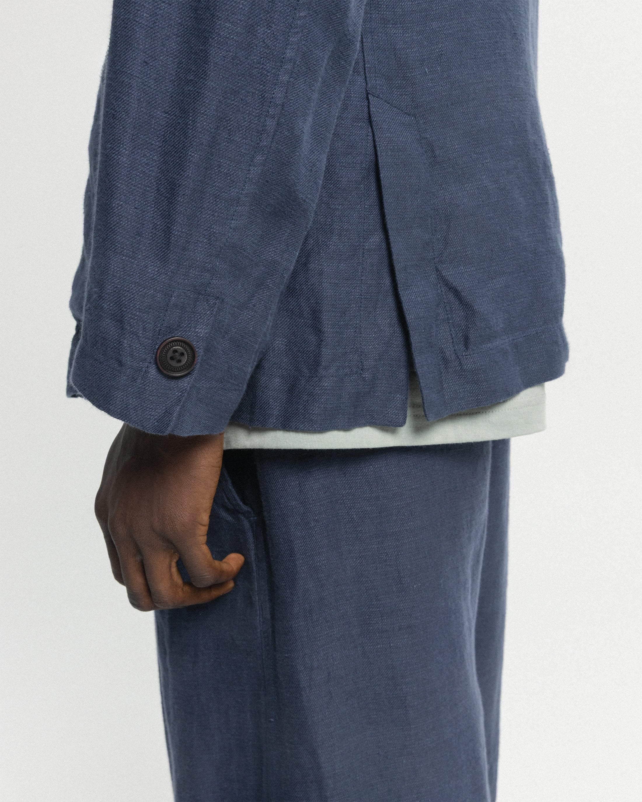 BRERA SINGLE BREASTED BLAZER - NAVY LINEN TWILL