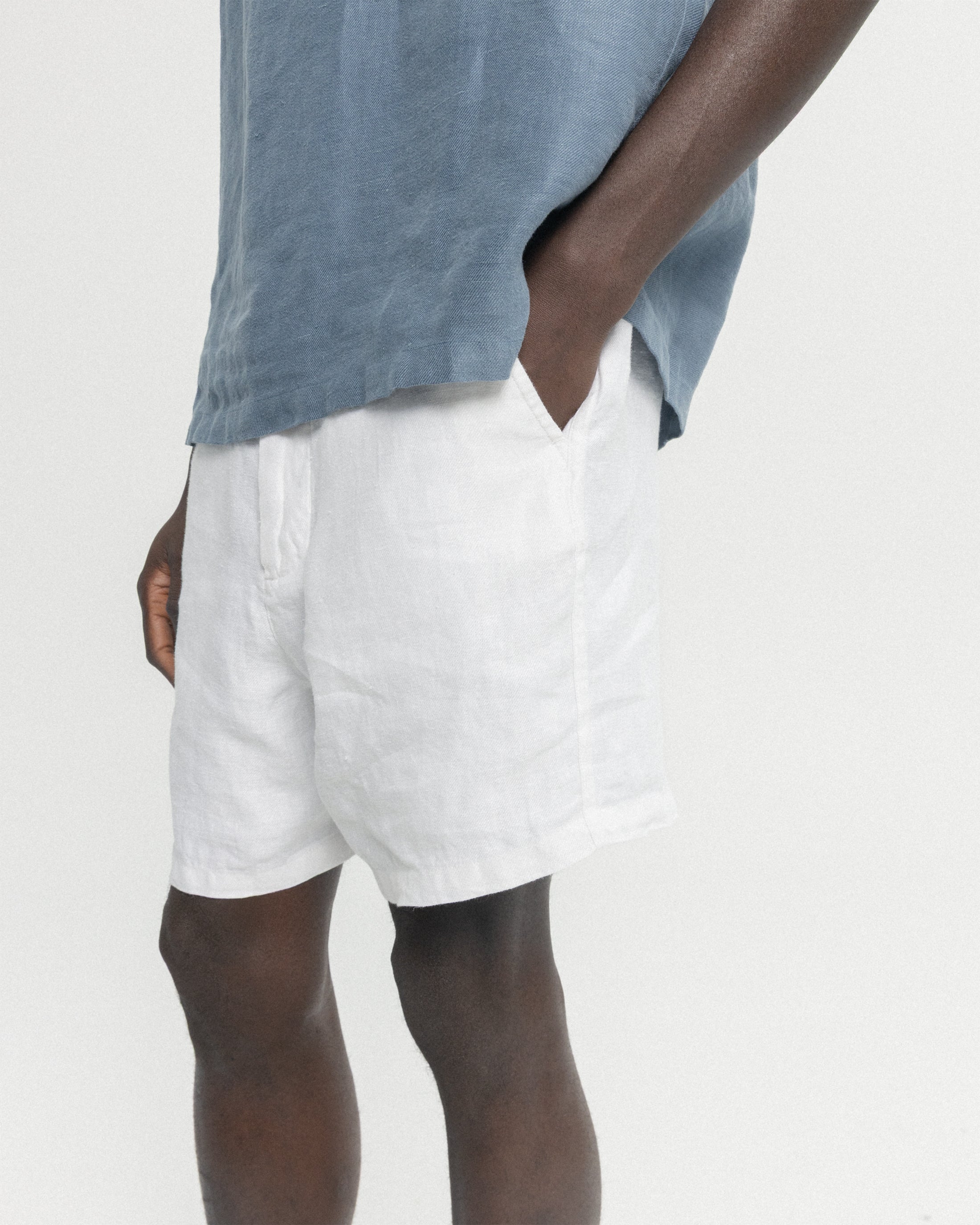SHELTER CAMP SHORTS - WHITE LINEN TWILL