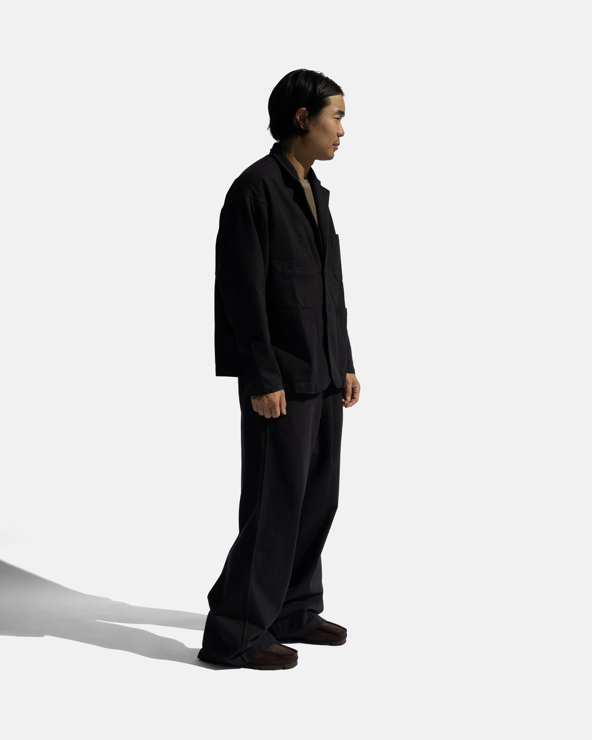 HAYS ASYMETRICAL PLEATED PANT - MIDNIGHT NAVY COTTON TWILL