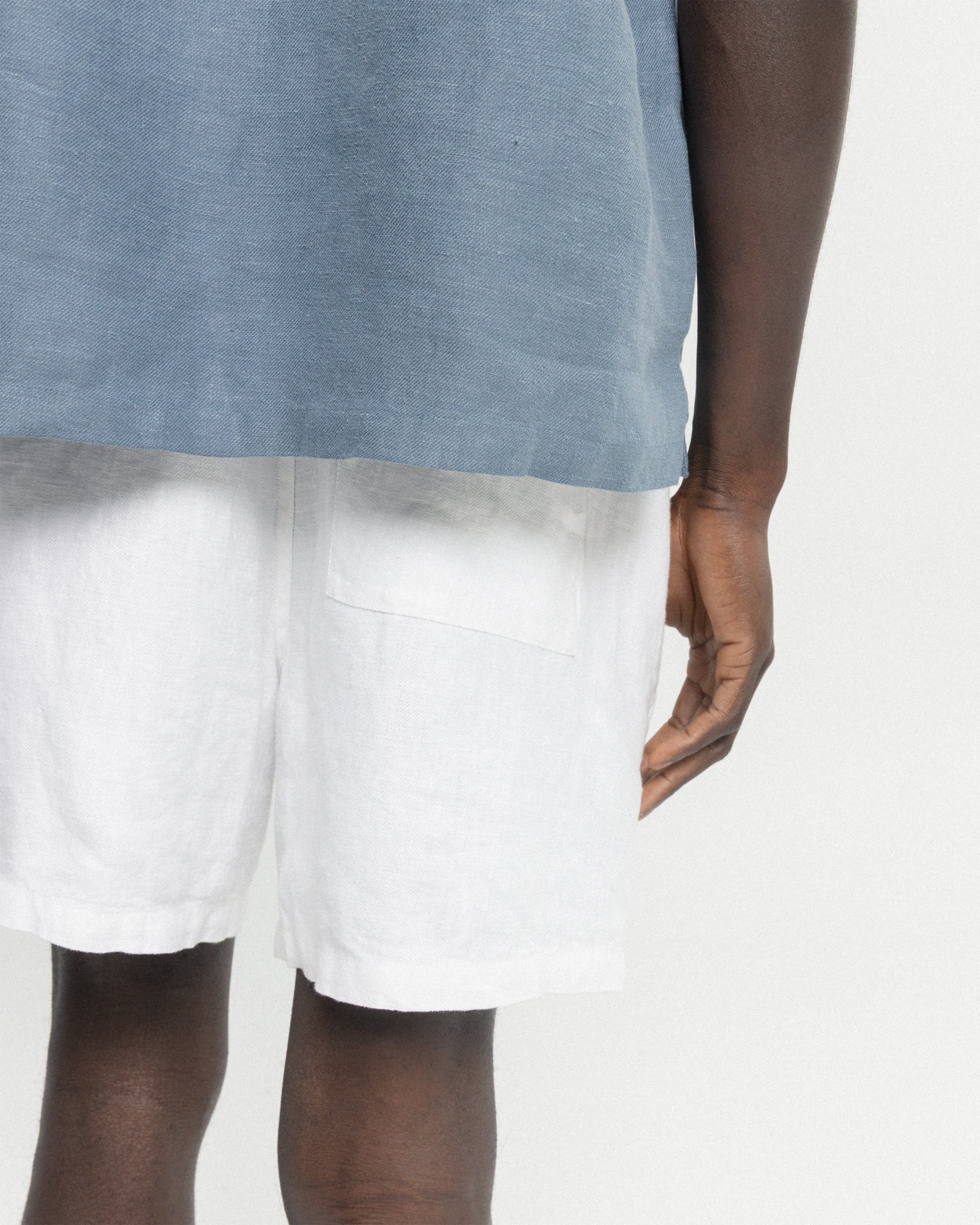 SS HOLLOW SHIRT - CHAMBRAY BLUE LINEN TWILL