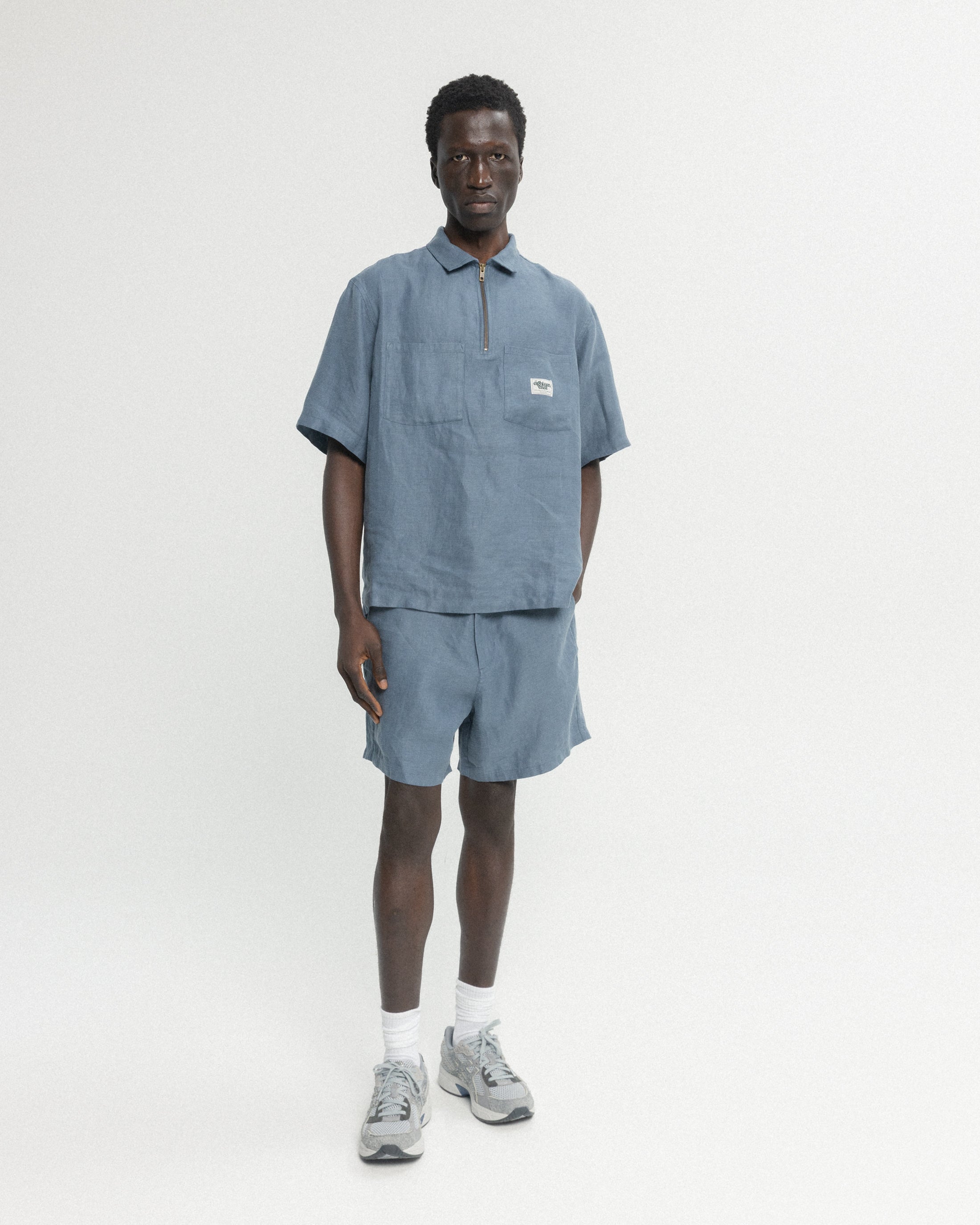 SHELTER CAMP SHORTS - CHAMBRAY BLUE LINEN TWILL