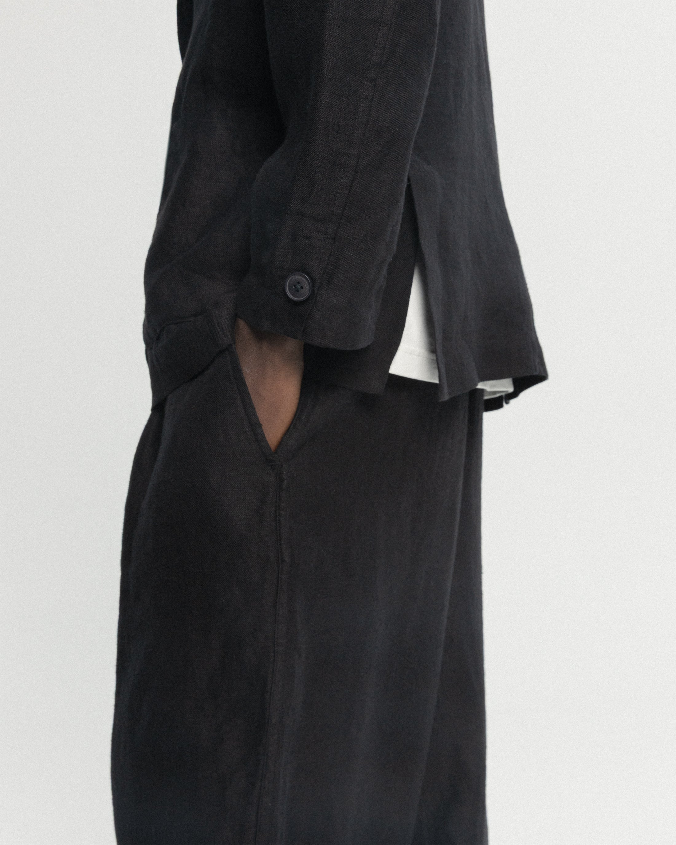 BRERA SINGLE BREASTED BLAZER - BLACK LINEN TWILL