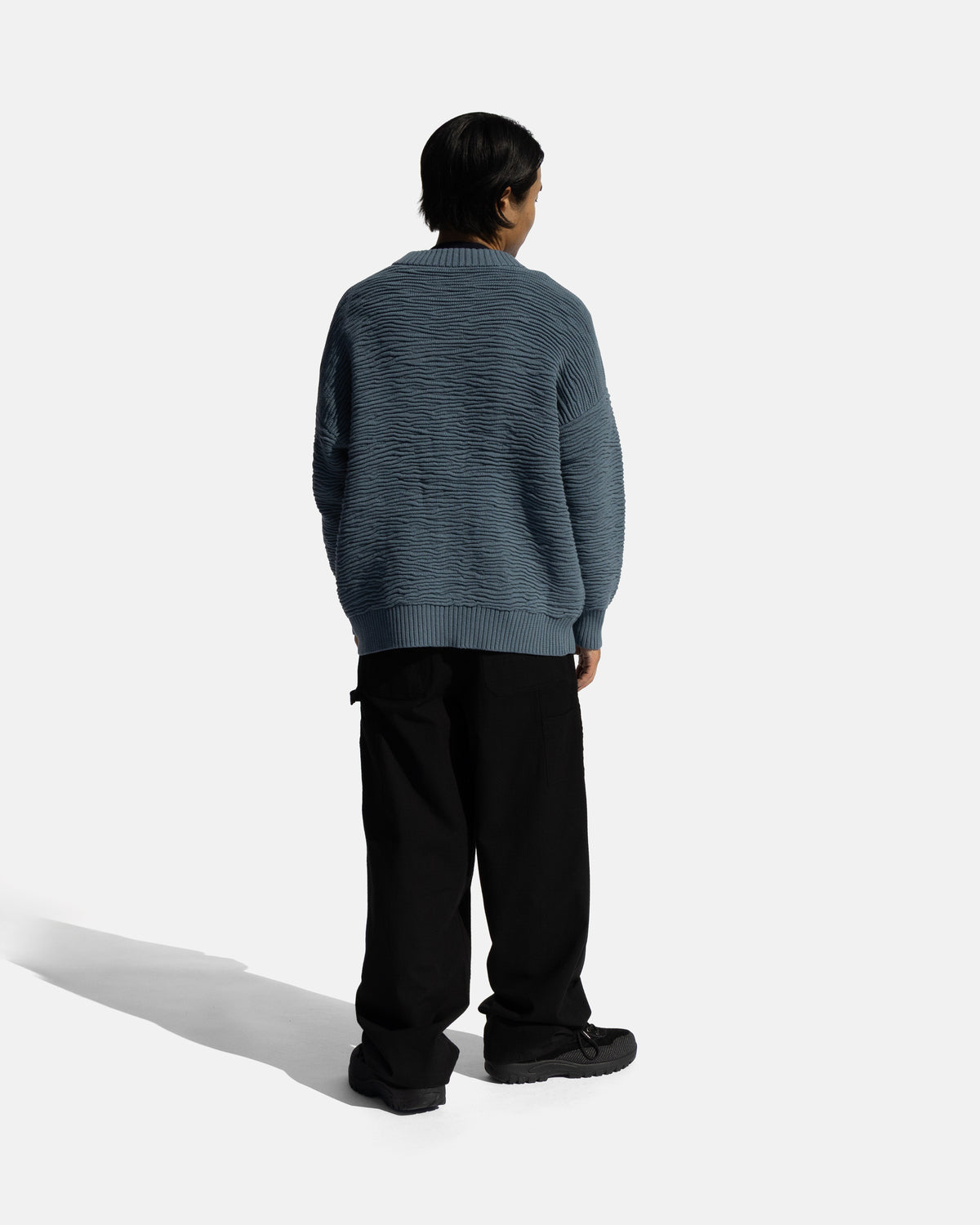 FRICTION RIDGE ZIP CREWNECK CARDIGAN - BLUE MIRAGE PERUVIAN TANGUIS COTTON