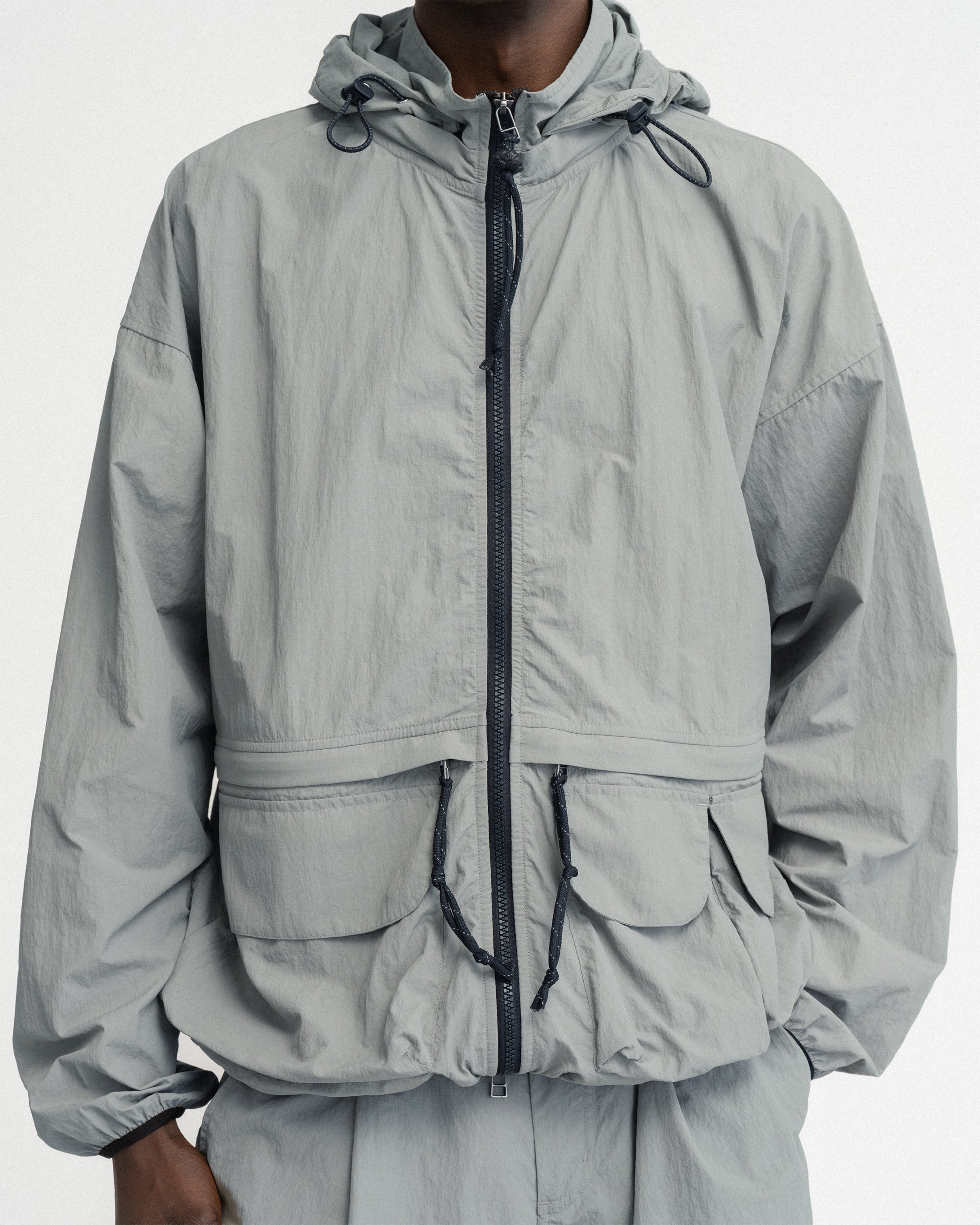 BANKS 2.0 UTILITY JACKET WITH REMOVABLE HOOD - LUNAR ROCK FEATHERWEIGHT MICRO RIPSTOP NYLON