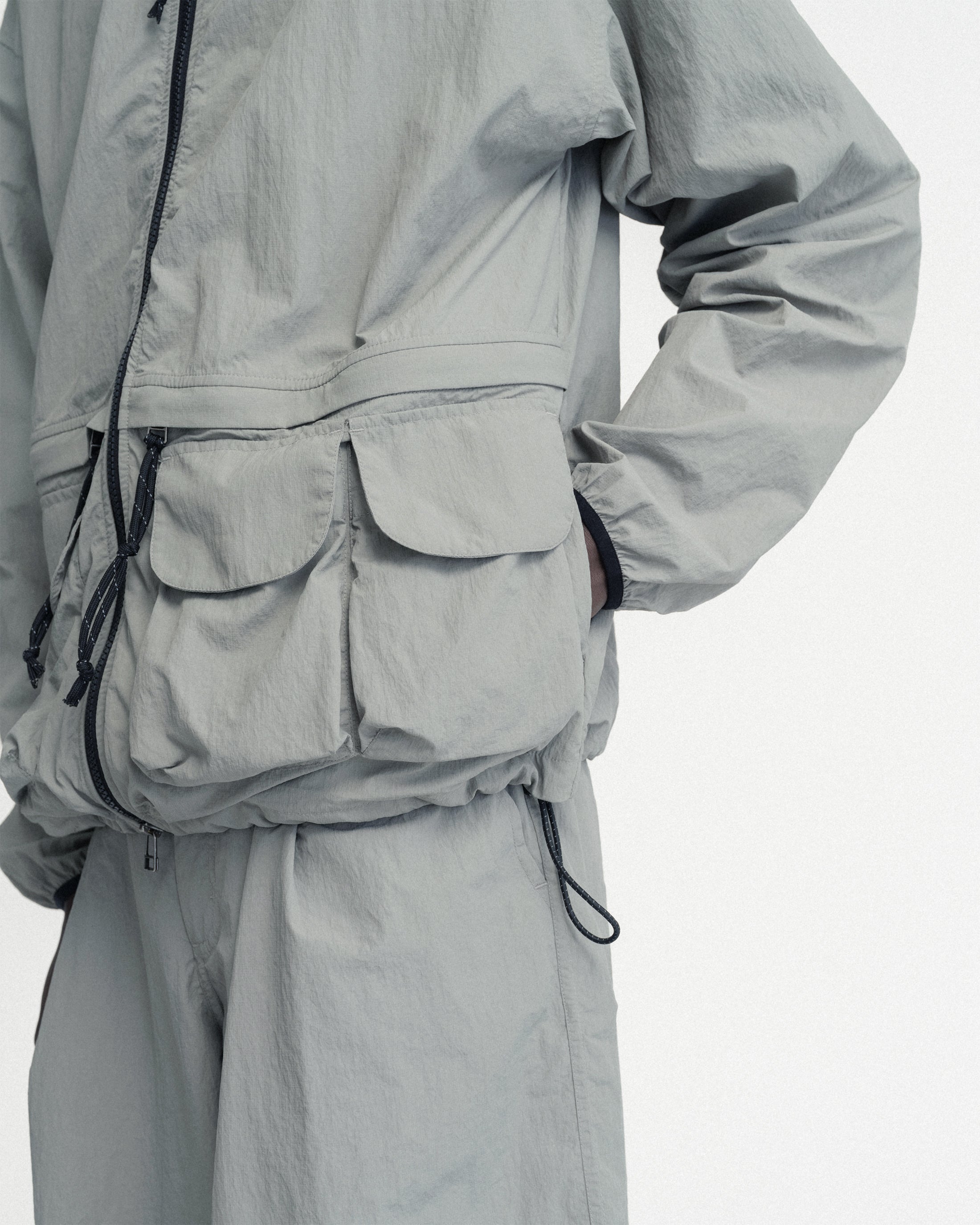 BANKS 2.0 UTILITY JACKET WITH REMOVABLE HOOD - LUNAR ROCK FEATHERWEIGHT MICRO RIPSTOP NYLON