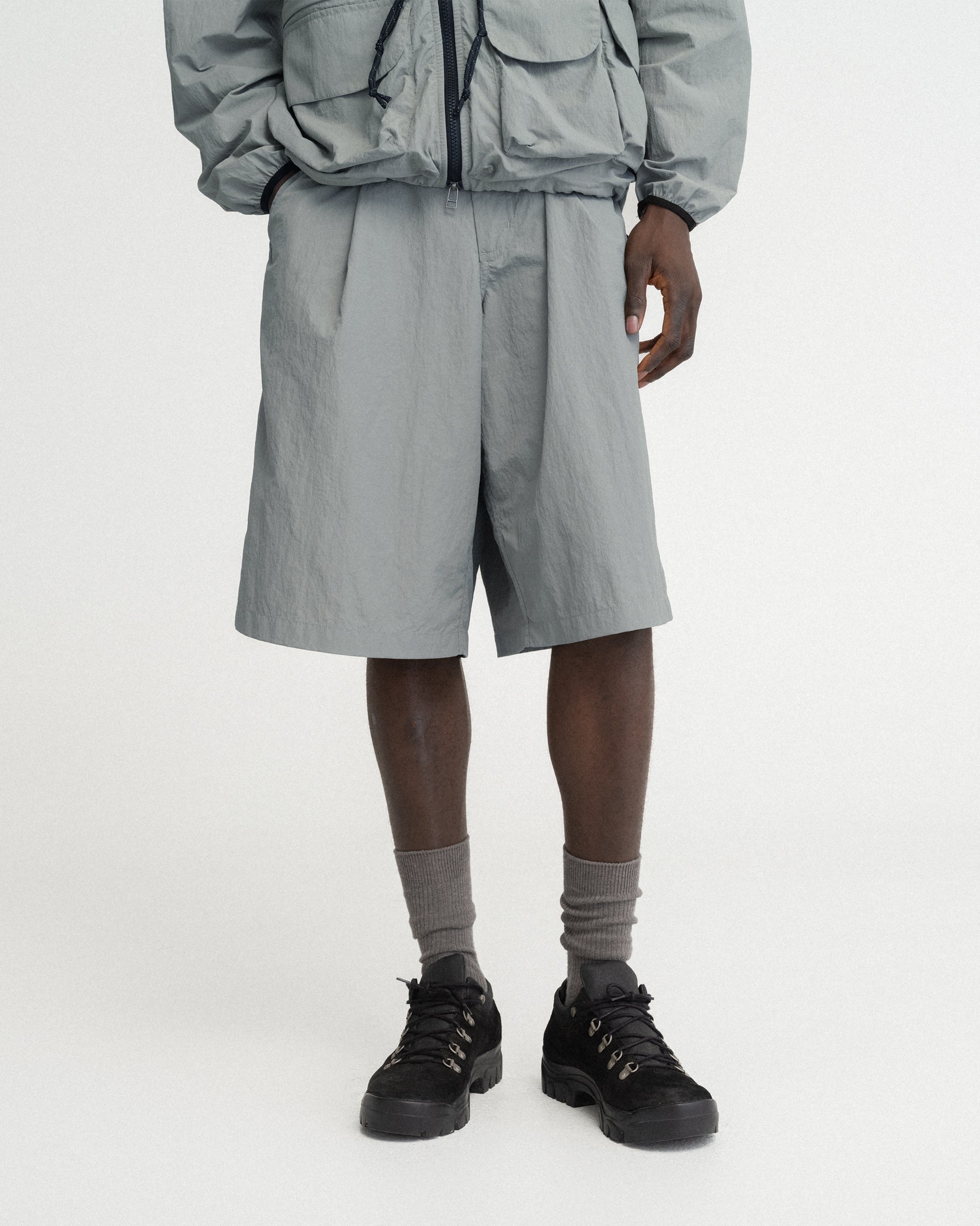 EMERY PLEATED BIG SHORTS - LUNAR ROCK FEATHERWEIGHT MICRO RIPSTOP NYLON