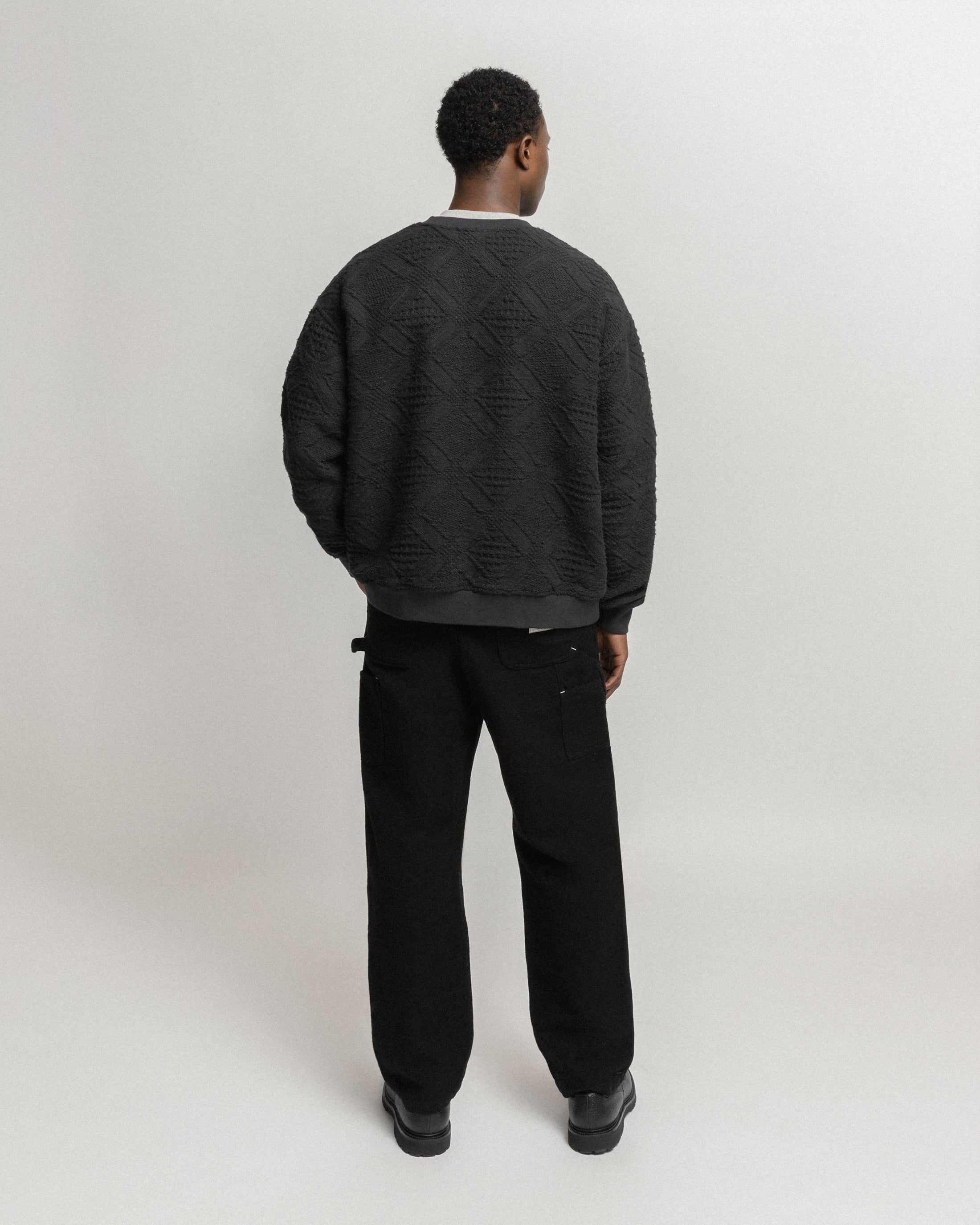 V-NECK “SWEATER” PULLOVER - CHARCOAL HANDLOOM COTTON BLANKETING