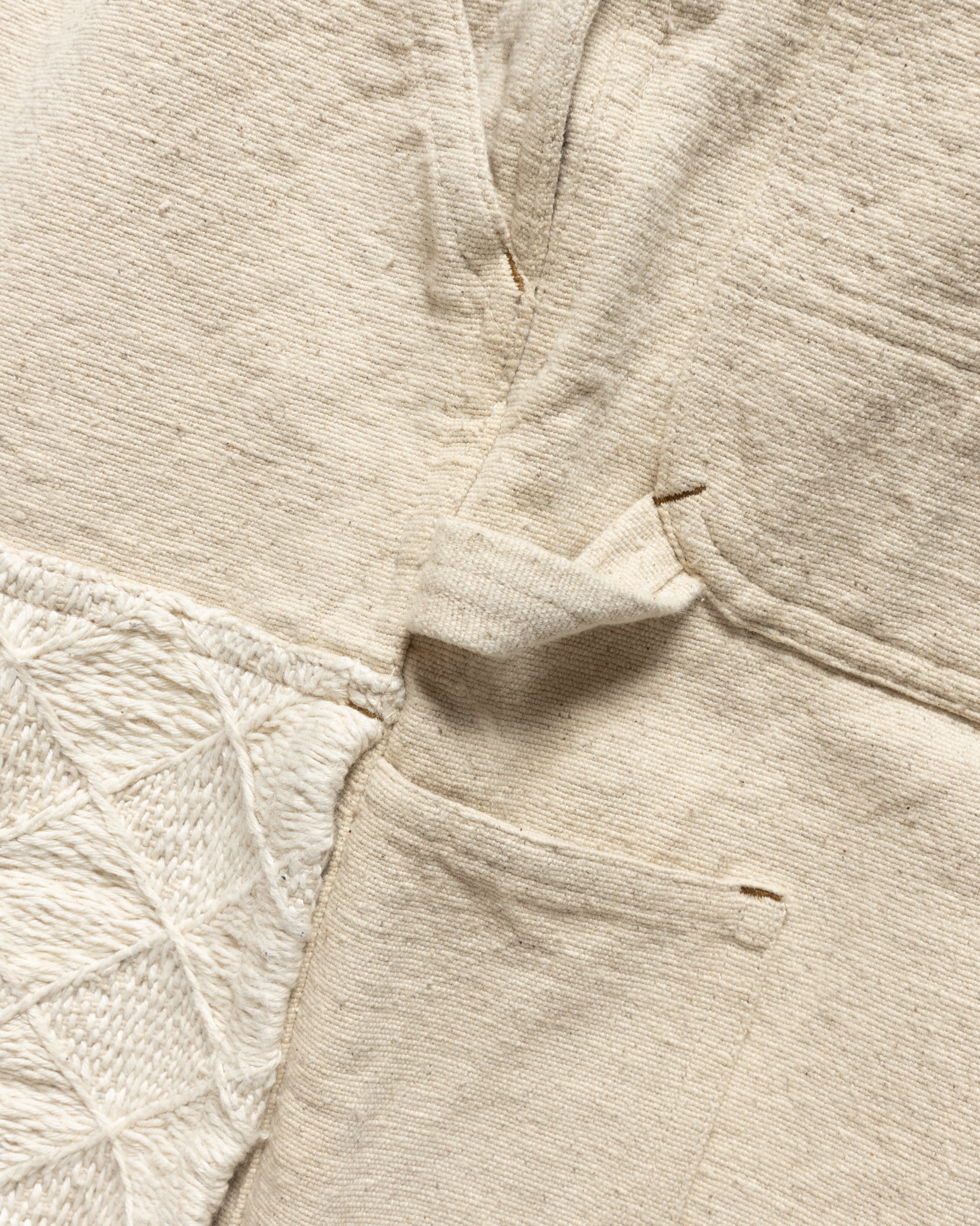ELI HAND-EMBROIDERED DOUBLE KNEE WORK PANT - UNDYED ECRU HANDSPUN COTTON CANVAS