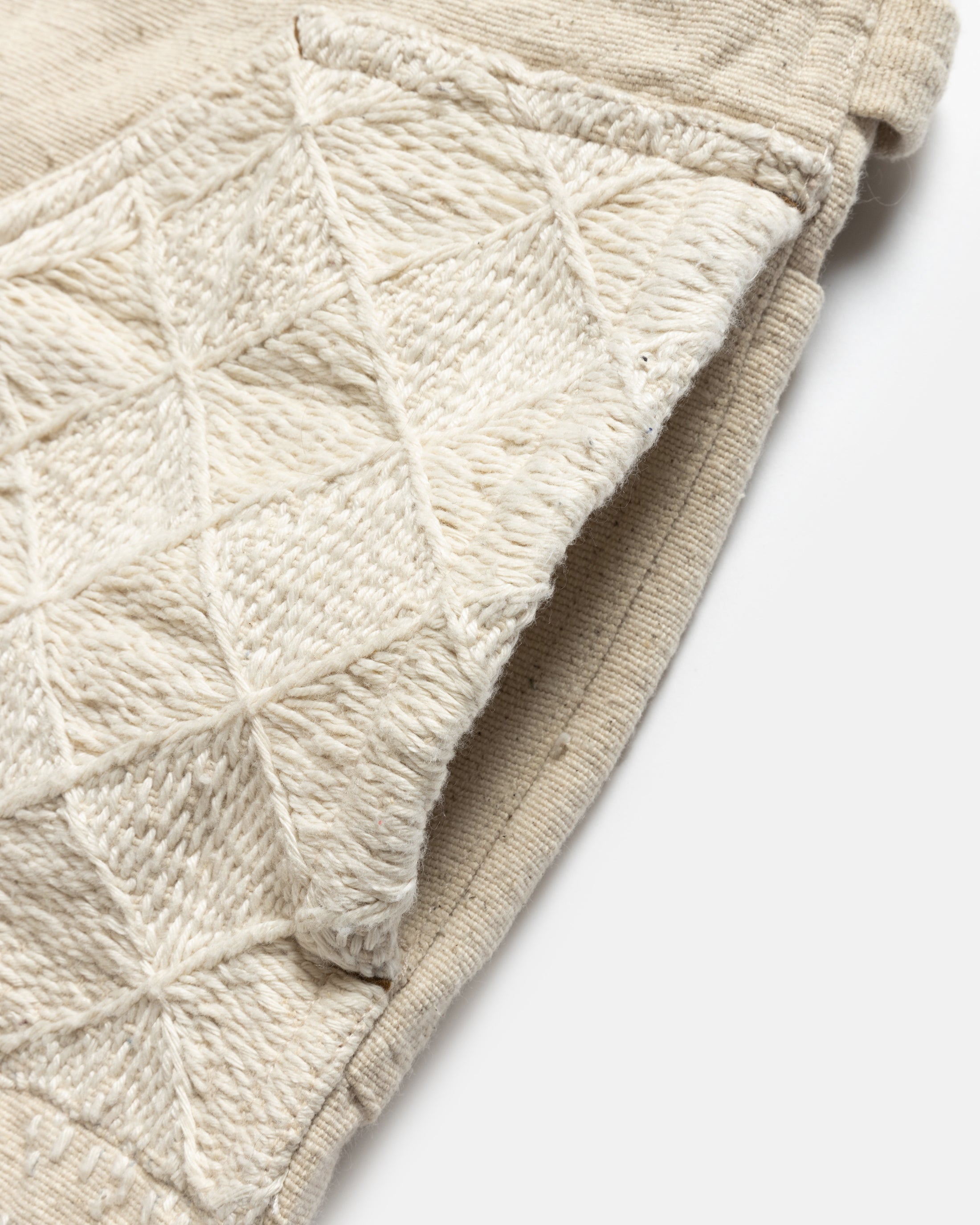 ELI HAND-EMBROIDERED DOUBLE KNEE WORK PANT - UNDYED ECRU HANDSPUN COTTON CANVAS