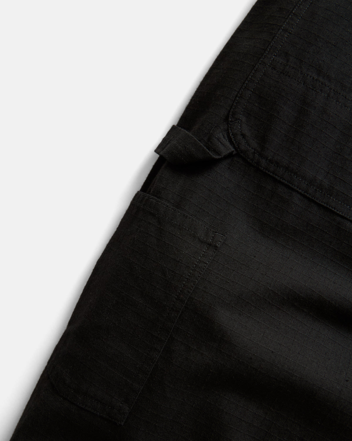 WIDE STUDIO DOUBLE KNEE WORK PANT - WASHED BLACK HAND-EMBROIDERED COTTON RIPSTOP