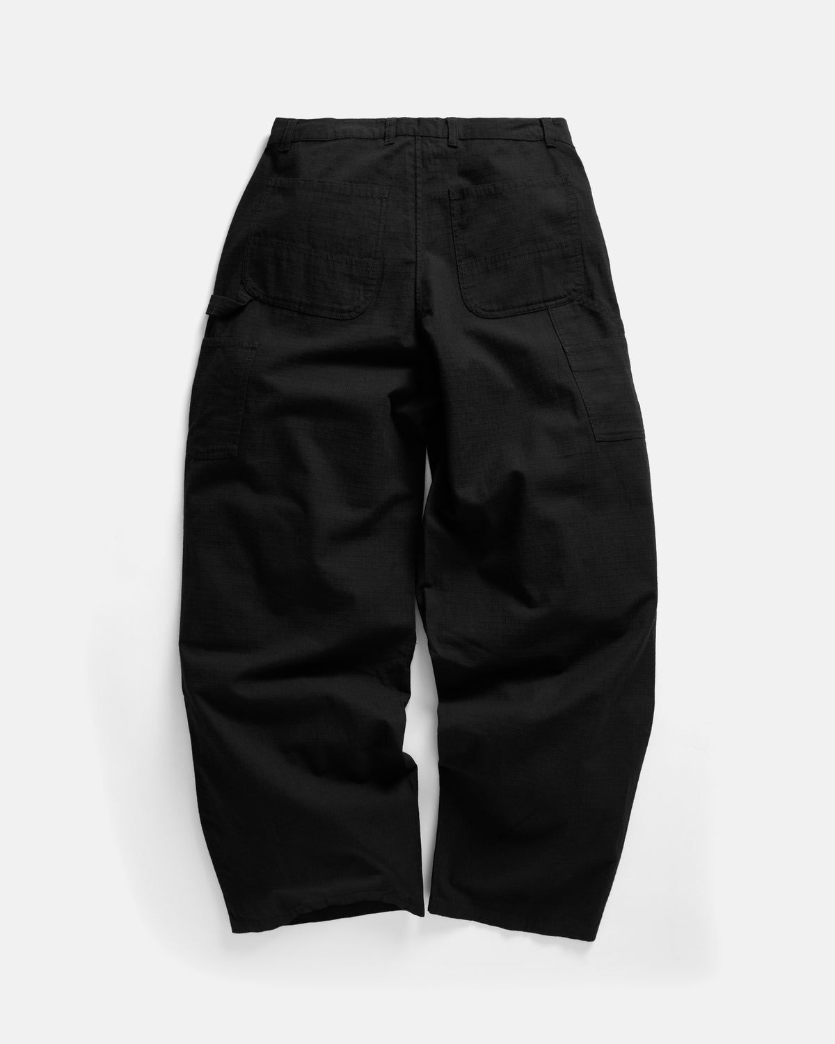WIDE STUDIO DOUBLE KNEE WORK PANT - WASHED BLACK HAND-EMBROIDERED COTTON RIPSTOP