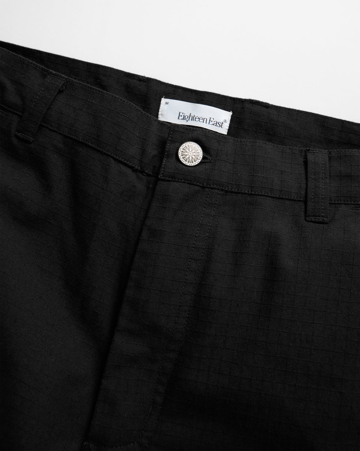 WIDE STUDIO DOUBLE KNEE WORK PANT - WASHED BLACK HAND-EMBROIDERED COTTON RIPSTOP