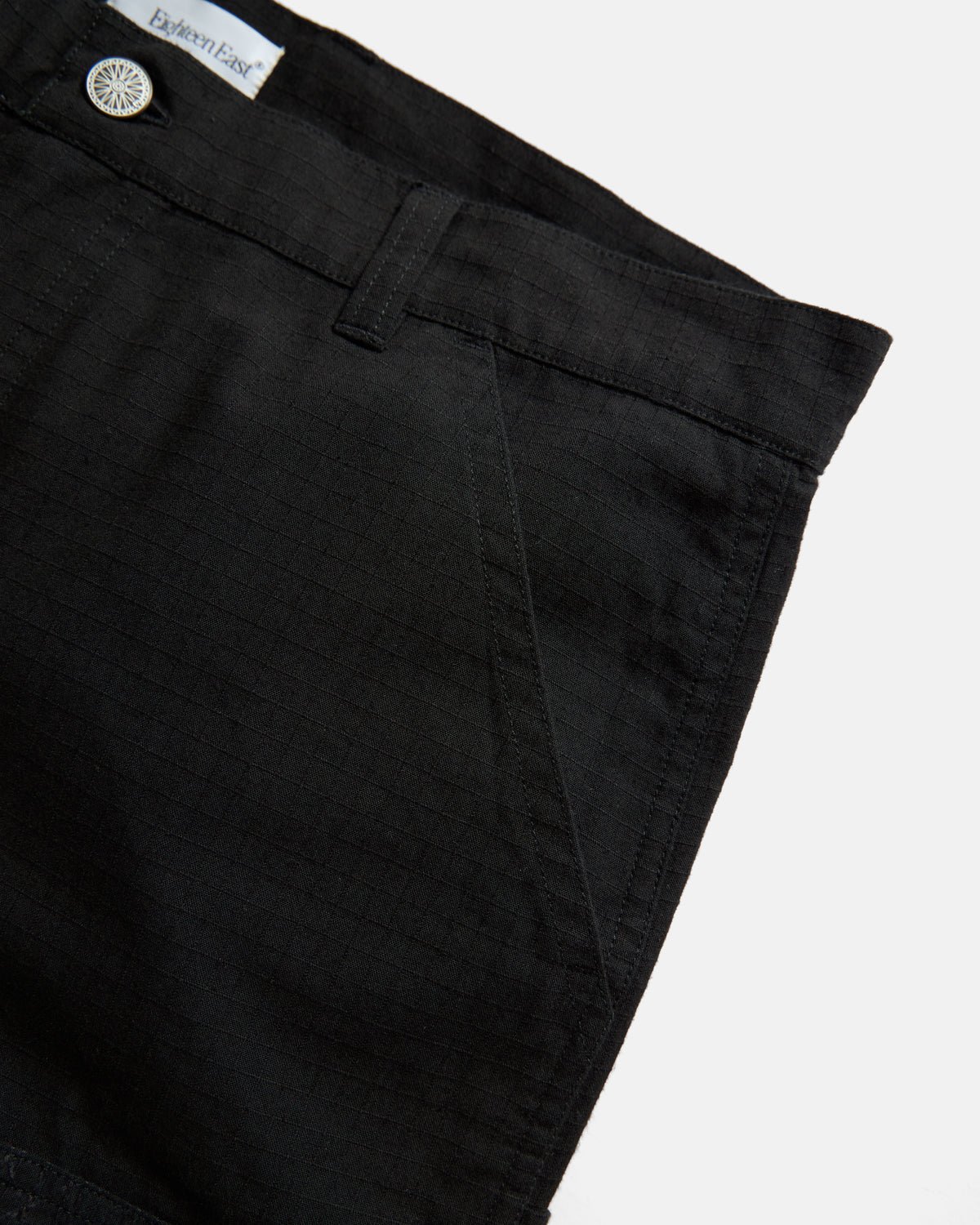 WIDE STUDIO DOUBLE KNEE WORK PANT - WASHED BLACK HAND-EMBROIDERED COTTON RIPSTOP