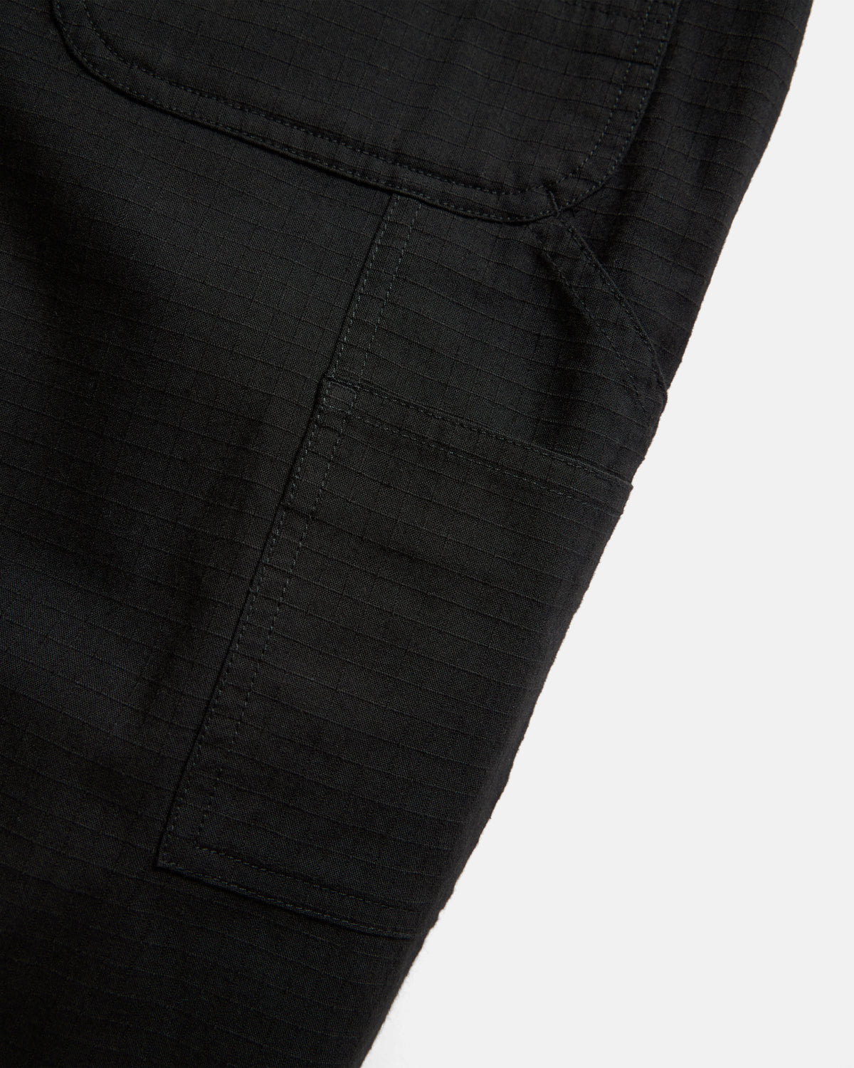 WIDE STUDIO DOUBLE KNEE WORK PANT - WASHED BLACK HAND-EMBROIDERED COTTON RIPSTOP