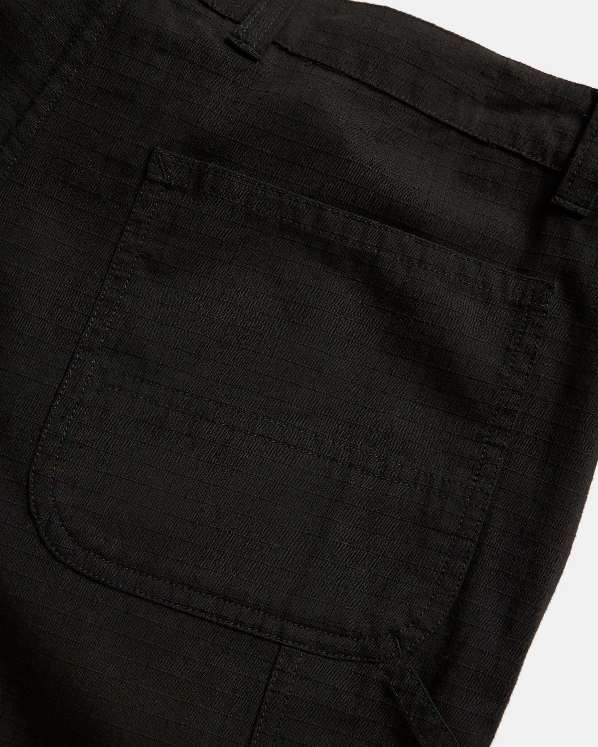 WIDE STUDIO DOUBLE KNEE WORK PANT - WASHED BLACK HAND-EMBROIDERED COTTON RIPSTOP