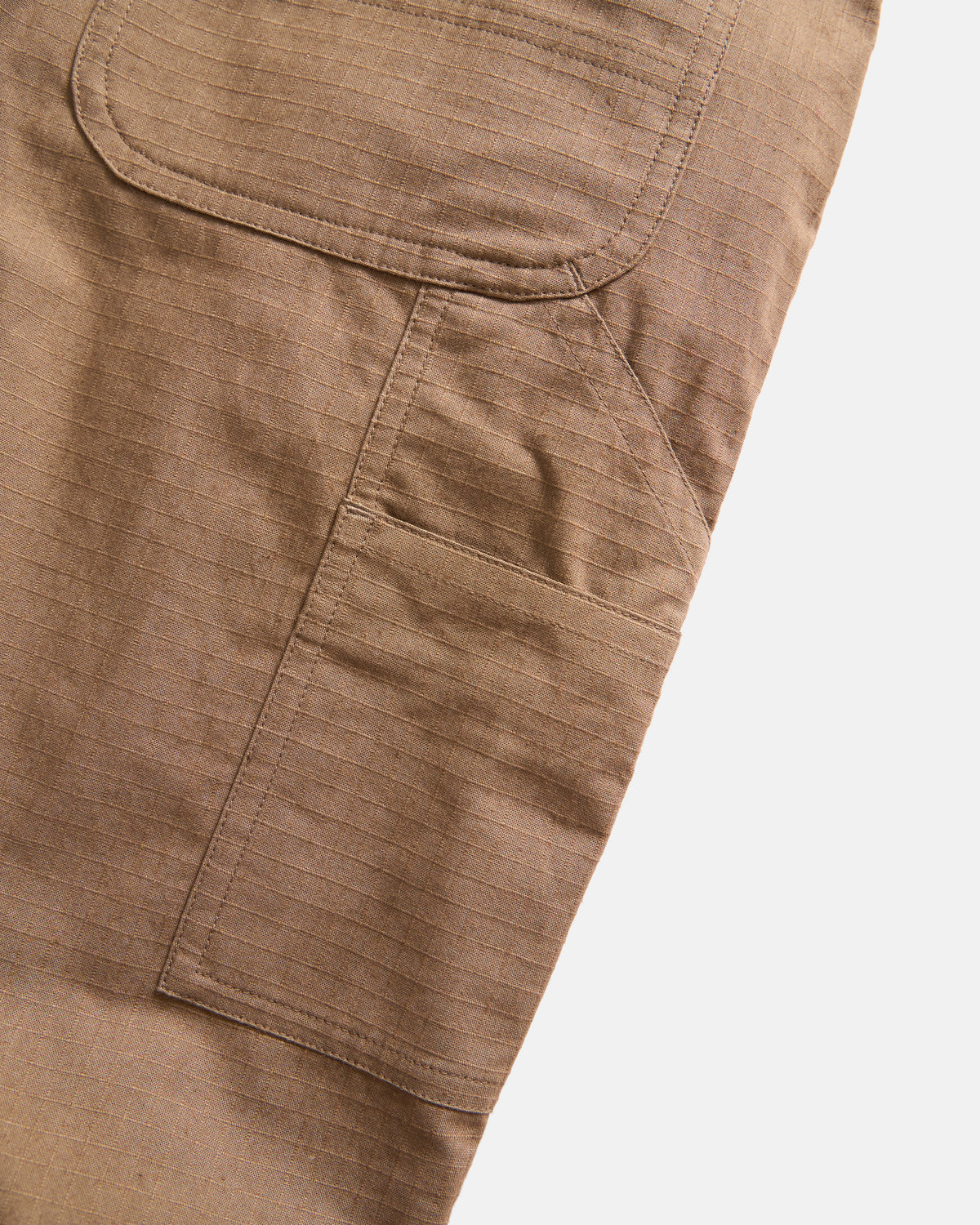 WIDE STUDIO DOUBLE KNEE WORK PANT - FOSSIL BROWN HAND-EMBROIDERED COTTON RIPSTOP