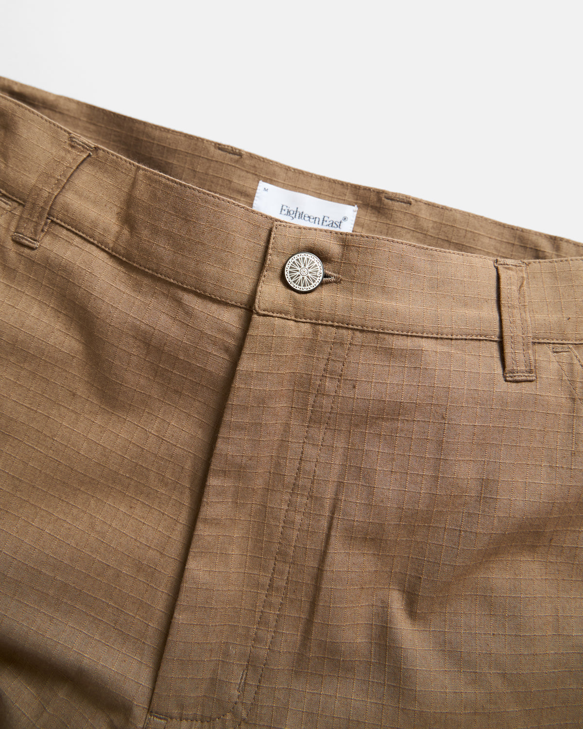 WIDE STUDIO DOUBLE KNEE WORK PANT - FOSSIL BROWN HAND-EMBROIDERED COTTON RIPSTOP