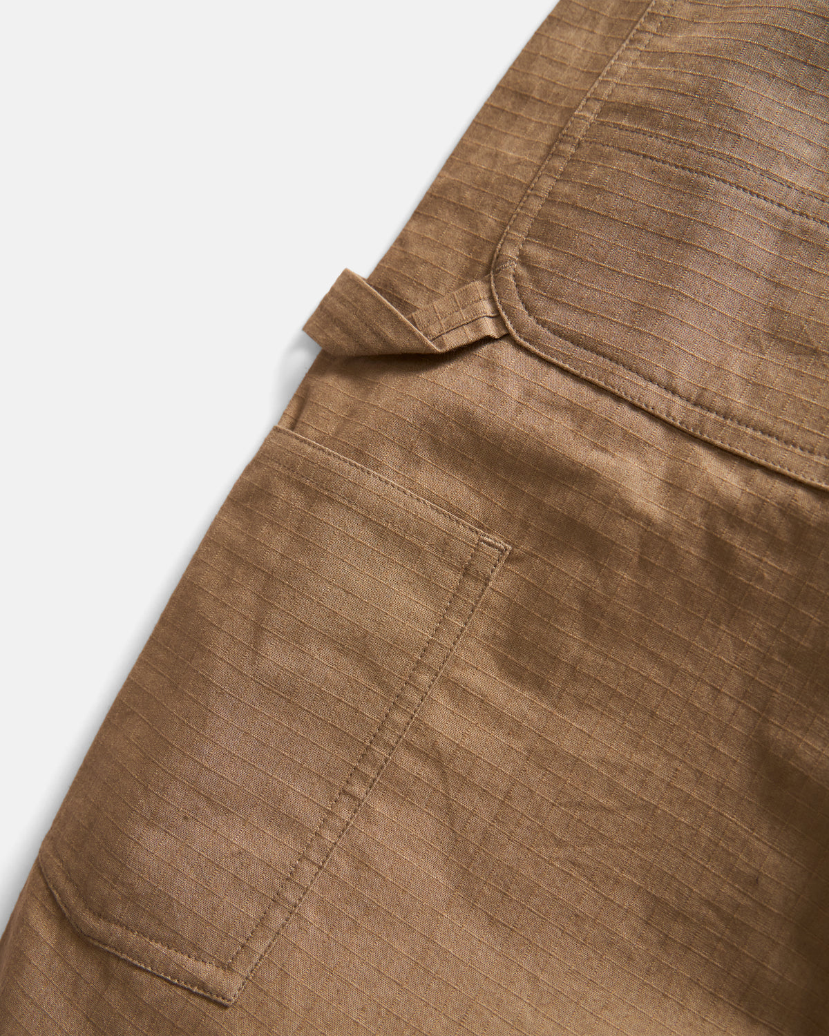 WIDE STUDIO DOUBLE KNEE WORK PANT - FOSSIL BROWN HAND-EMBROIDERED COTTON RIPSTOP