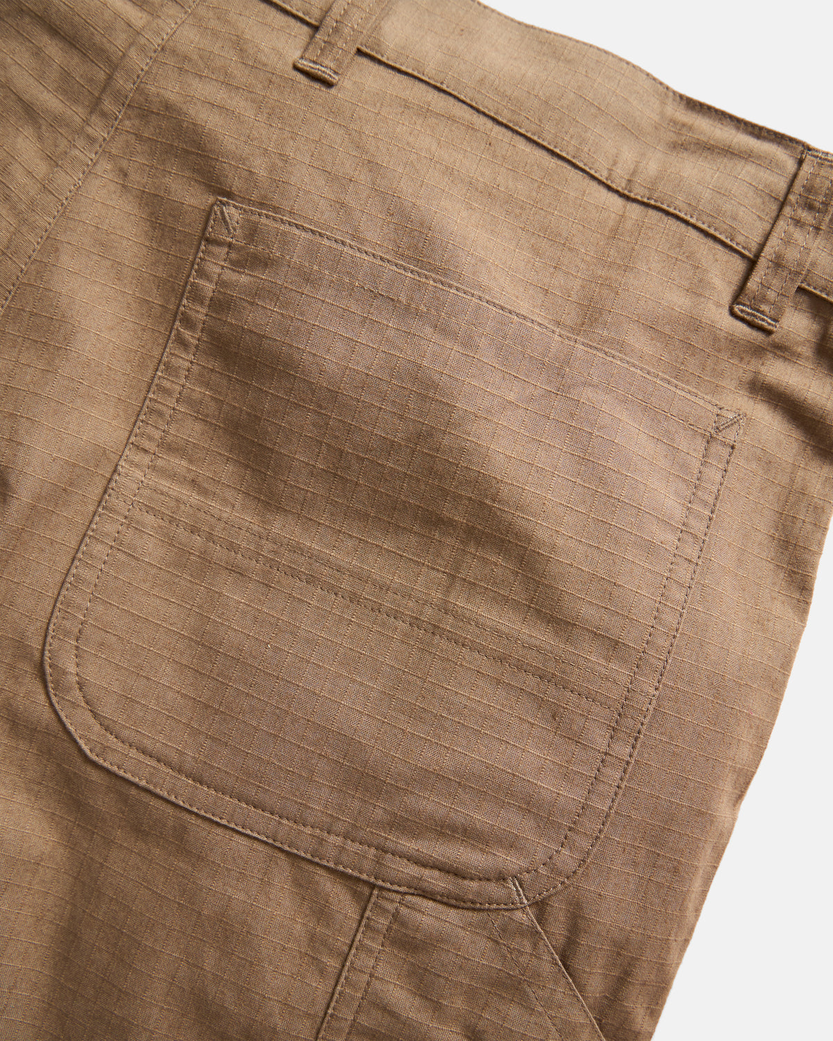 WIDE STUDIO DOUBLE KNEE WORK PANT - FOSSIL BROWN HAND-EMBROIDERED COTTON RIPSTOP