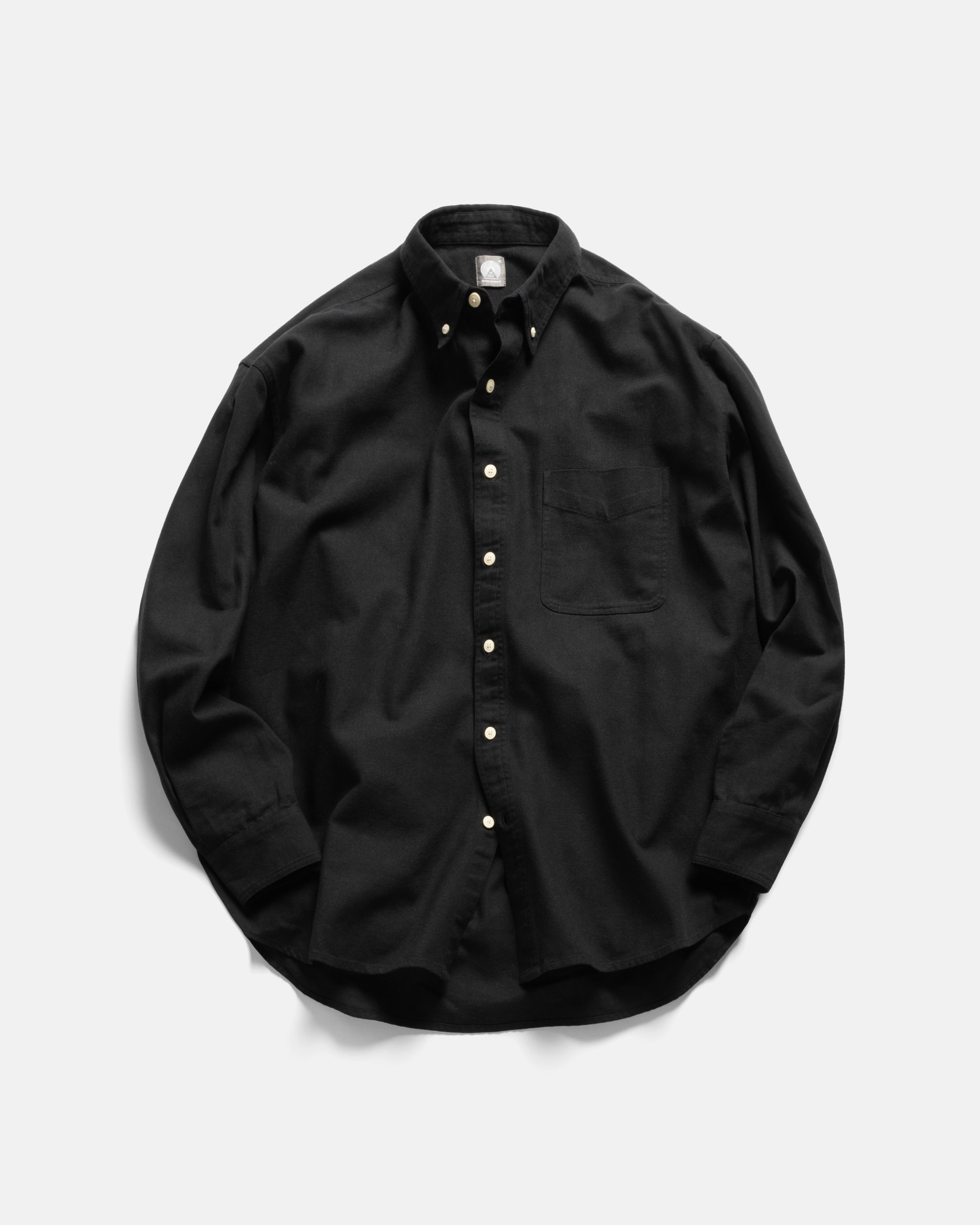 WOLF BUTTON-DOWN SHIRT - BLACK COTTON OXFORD CLOTH
