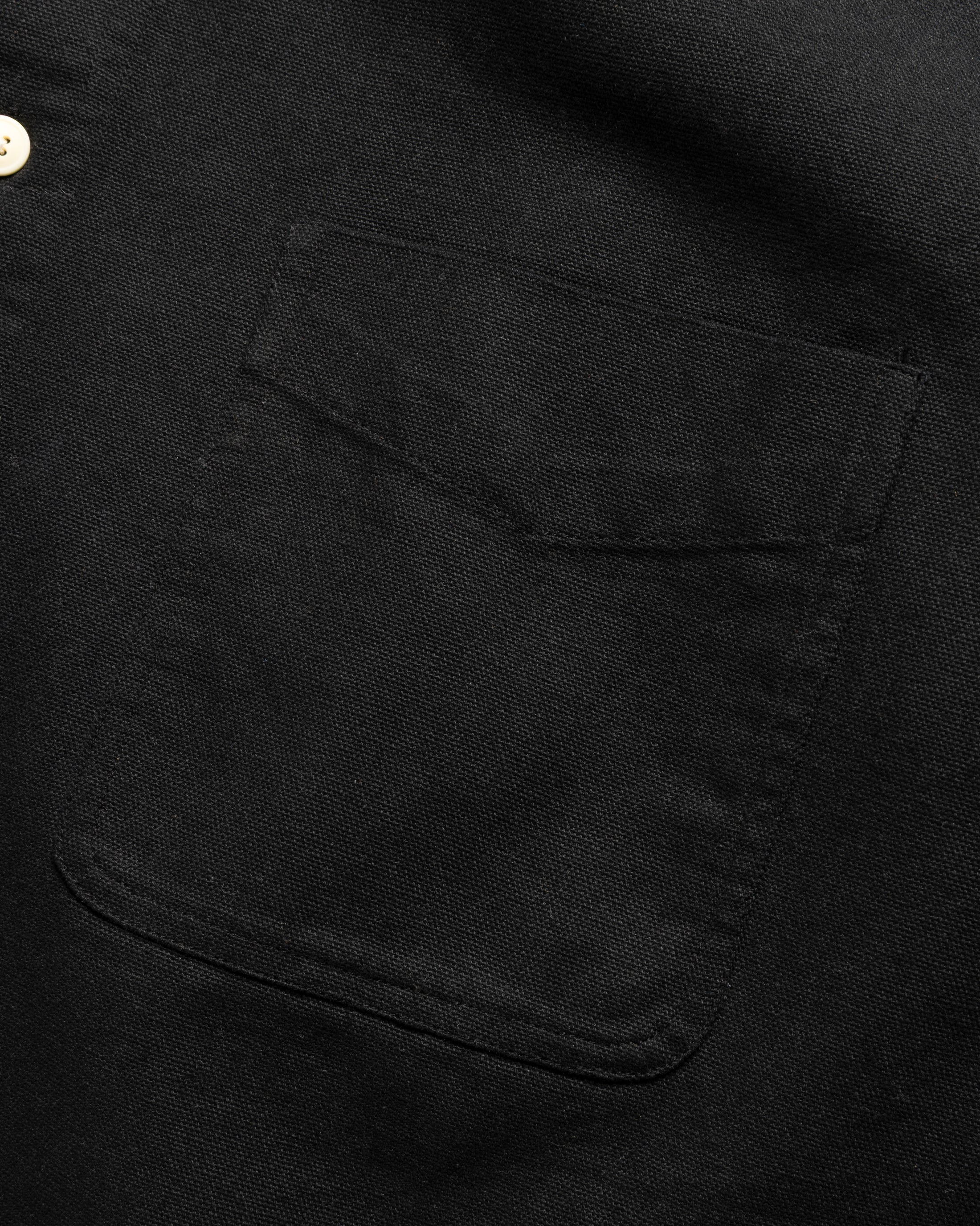 WOLF BUTTON-DOWN SHIRT - BLACK COTTON OXFORD CLOTH