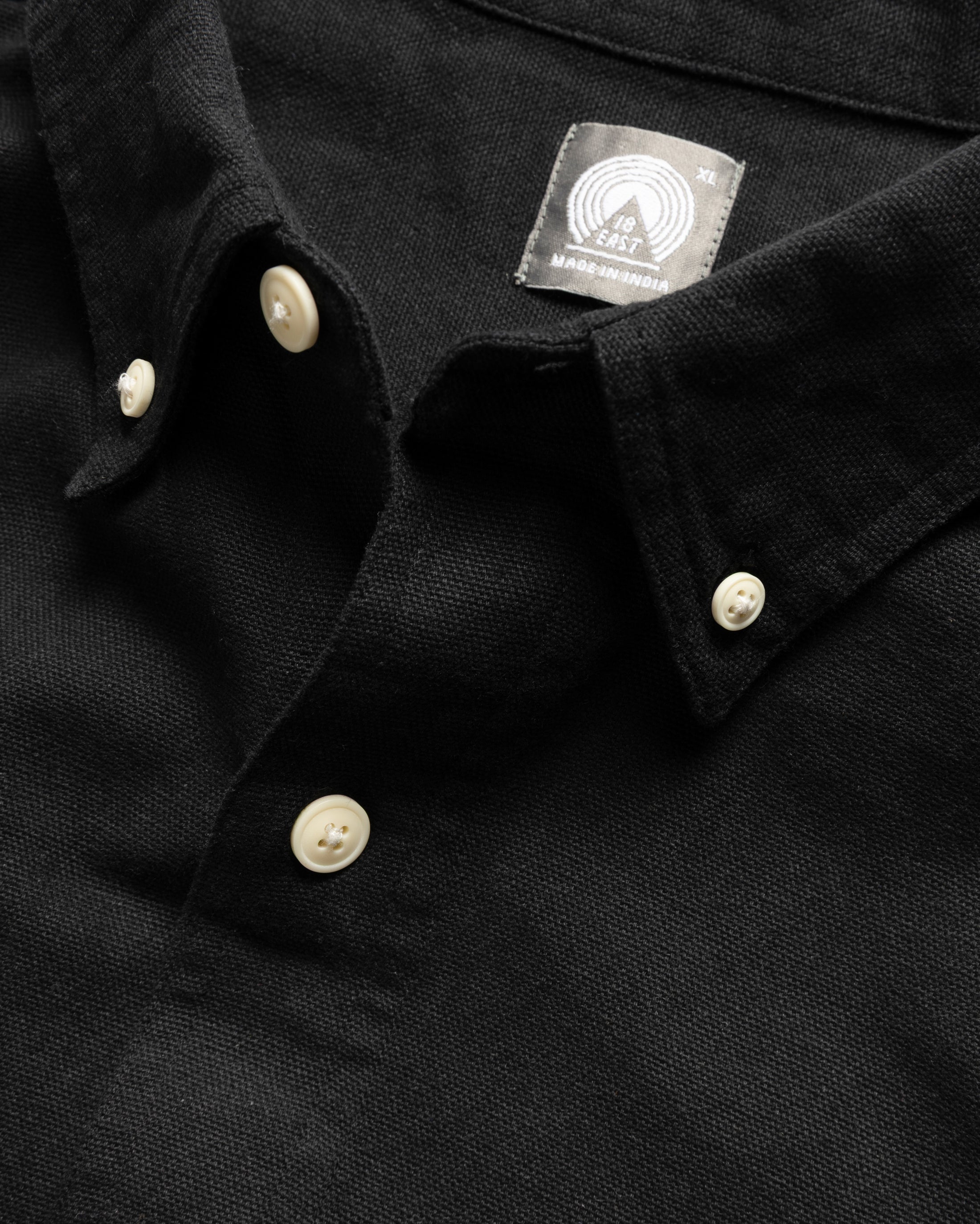 WOLF BUTTON-DOWN SHIRT - BLACK COTTON OXFORD CLOTH