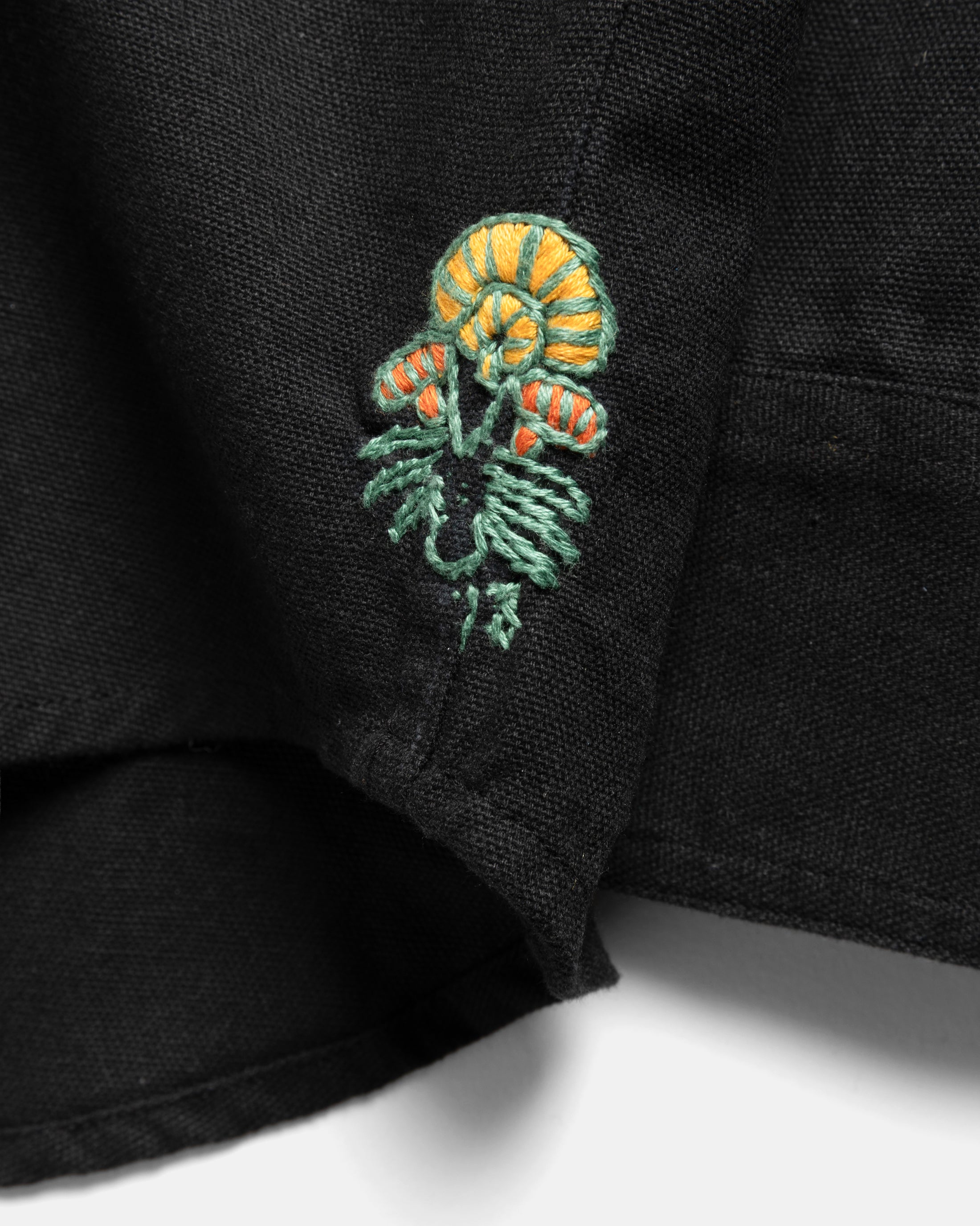 WOLF BUTTON-DOWN SHIRT - BLACK COTTON OXFORD CLOTH