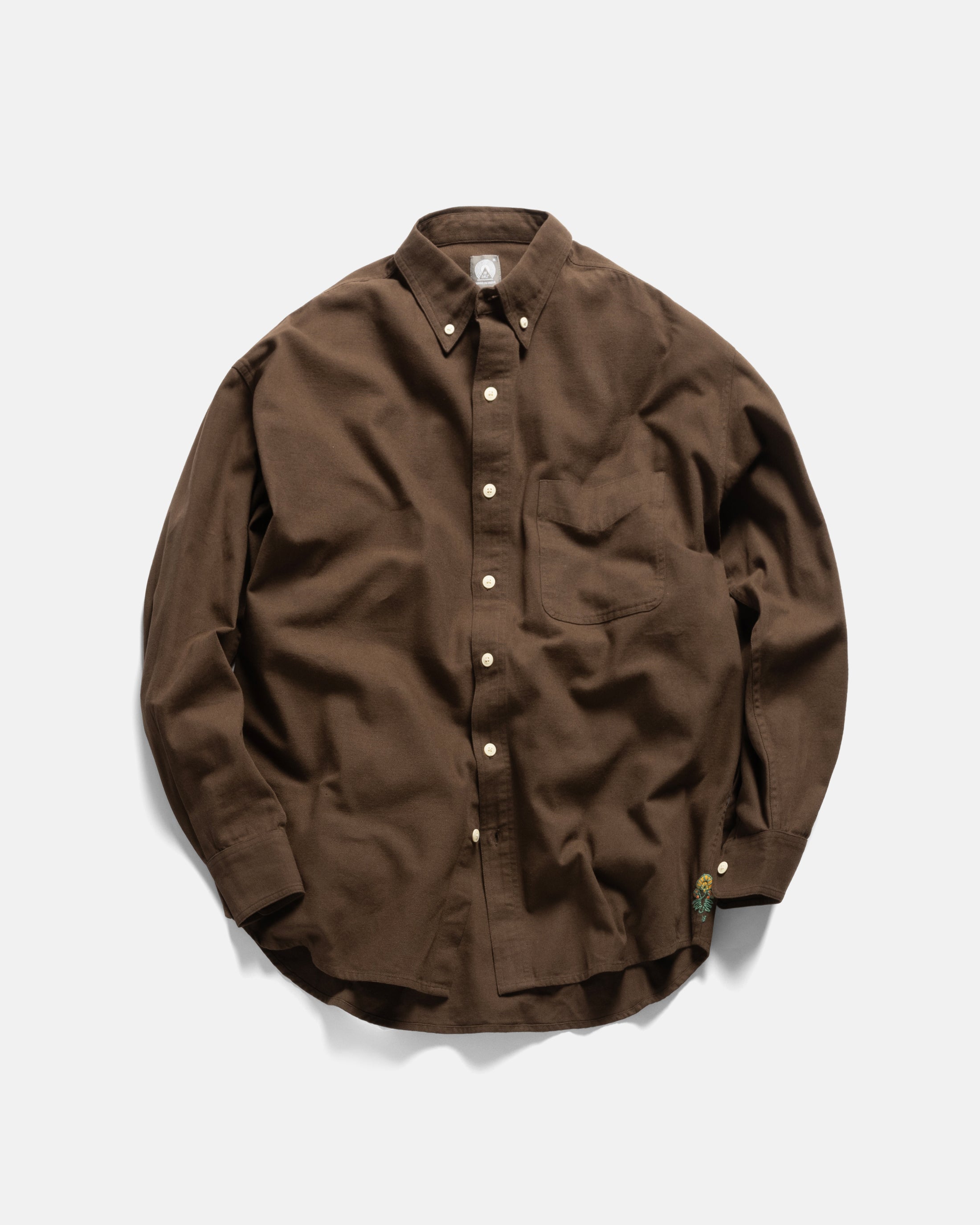 WOLF BUTTON-DOWN SHIRT - SLATE BLACK (THAT'S BROWN!) COTTON OXFORD CLOTH