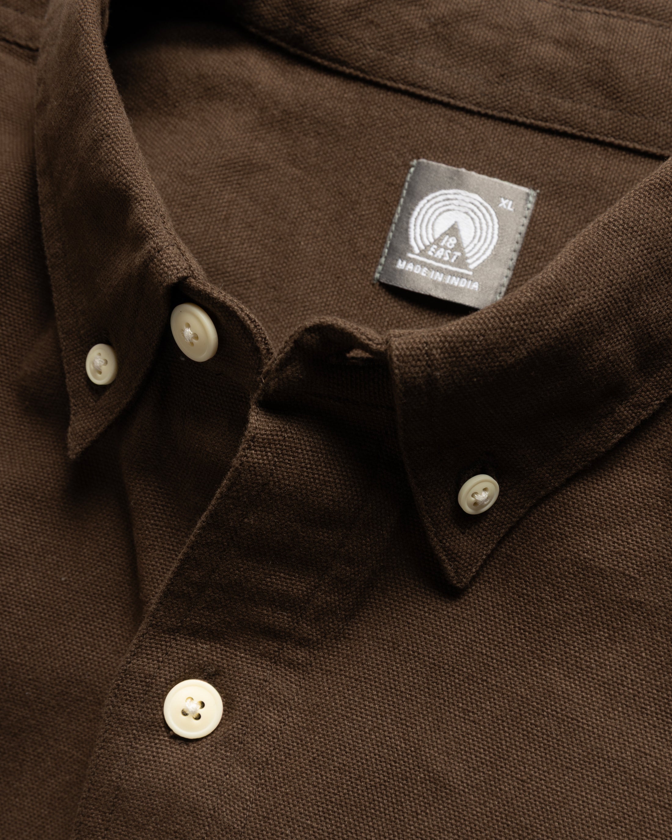 WOLF BUTTON-DOWN SHIRT - SLATE BLACK (THAT'S BROWN!) COTTON OXFORD CLOTH