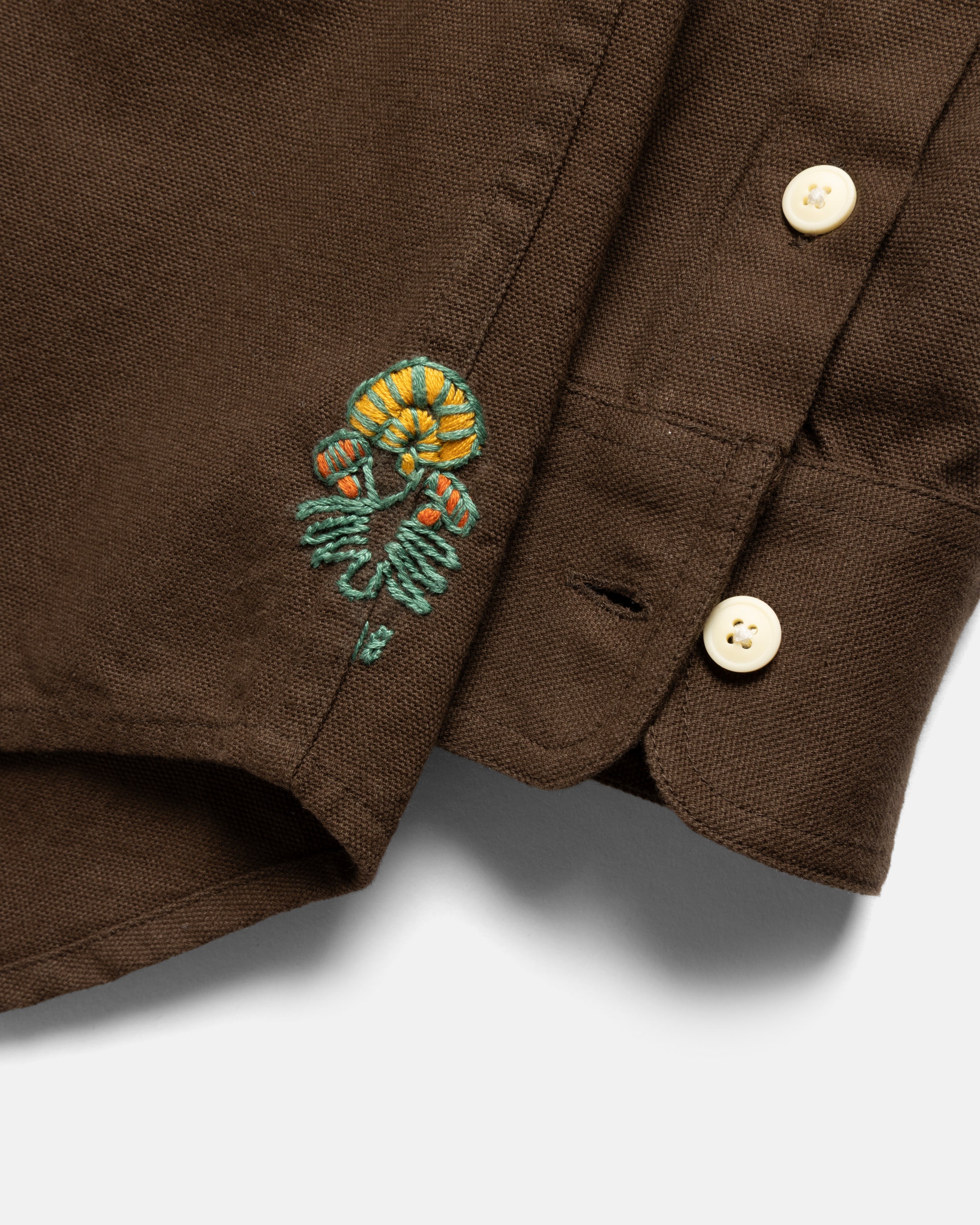 WOLF BUTTON-DOWN SHIRT - SLATE BLACK (THAT'S BROWN!) COTTON OXFORD CLOTH