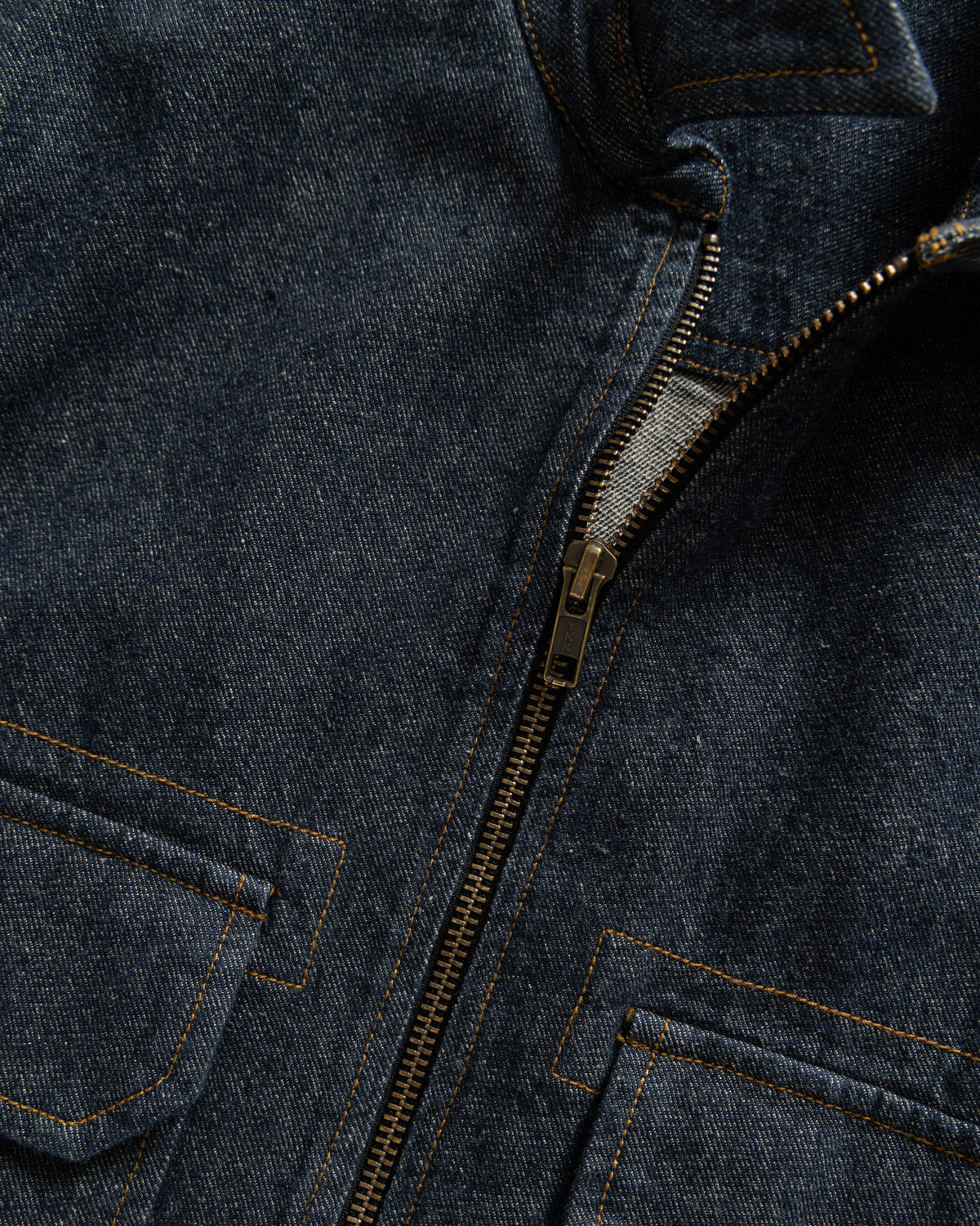 ZIP SHELTER SERVICE SHACKET - INDIGO / KHAKI 11 oz. LEFT HAND TWILL COTTON DENIM