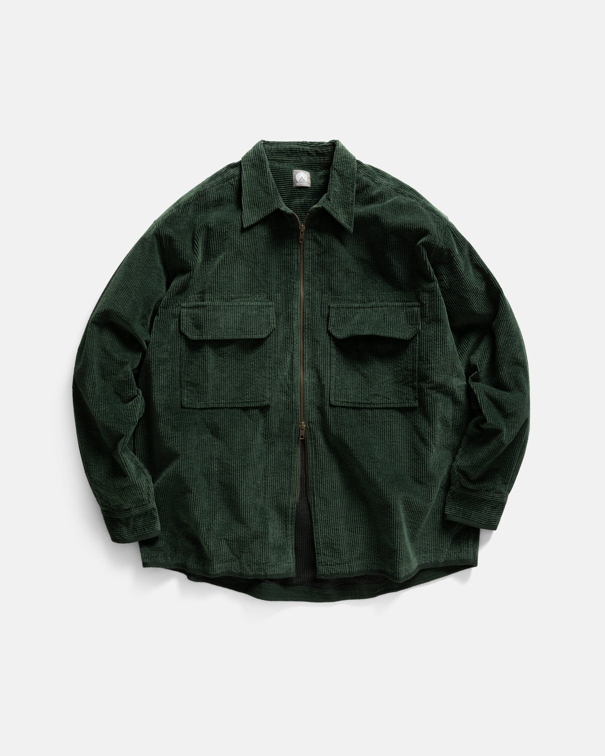 ZIP SHELTER SERVICE SHACKET - DEEP JADE FLECK / BLACK SILK & COTTON CORDUROY